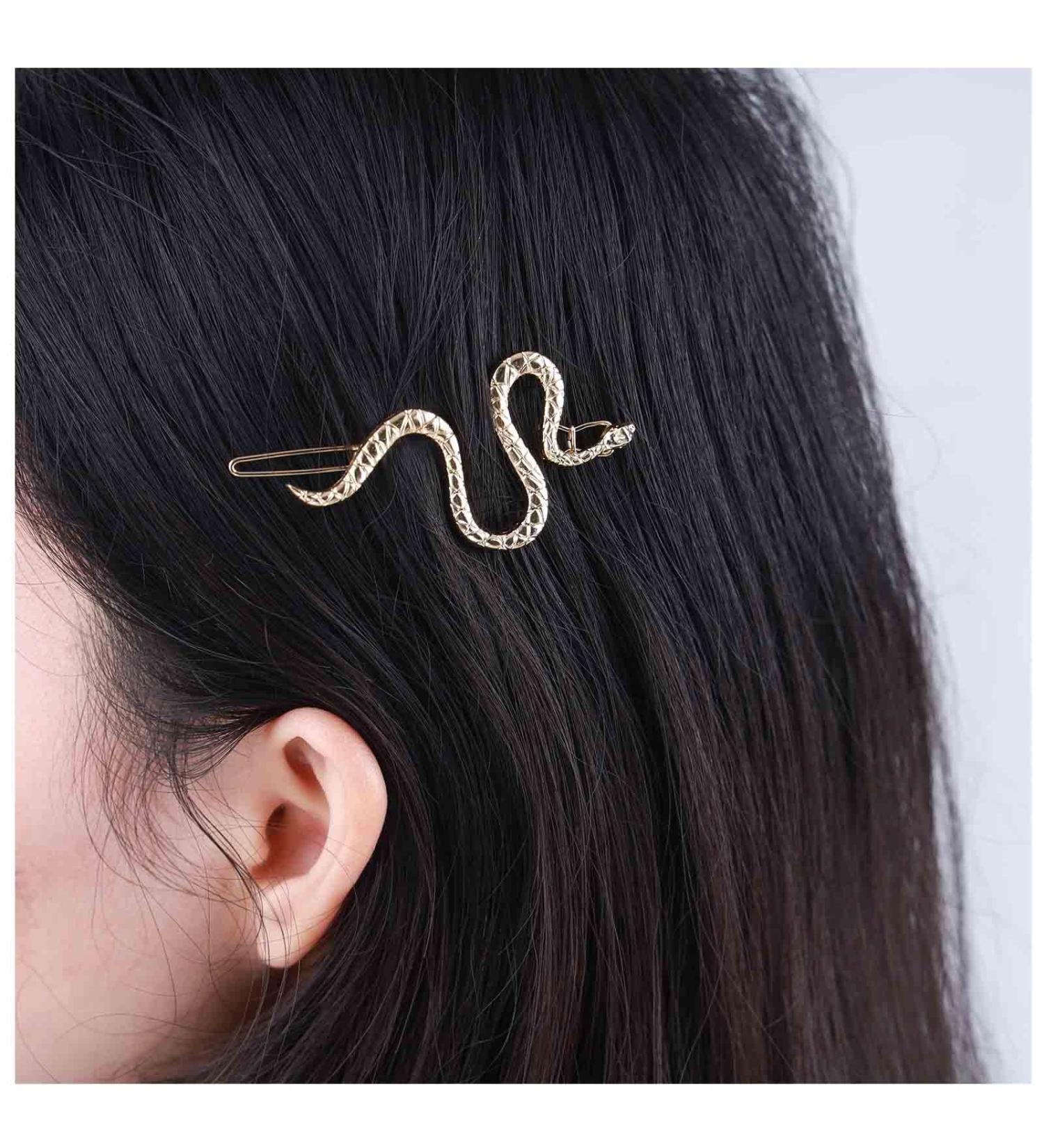 Inilbran Vintage Snake Hair Clip Barrette Gold Snake Hair Barrettes French Serpent Hairpin Barrette Decorative Bobby Pins Hair Accessories for Women and Girls Headdress - Buy Online on GoSupps.com