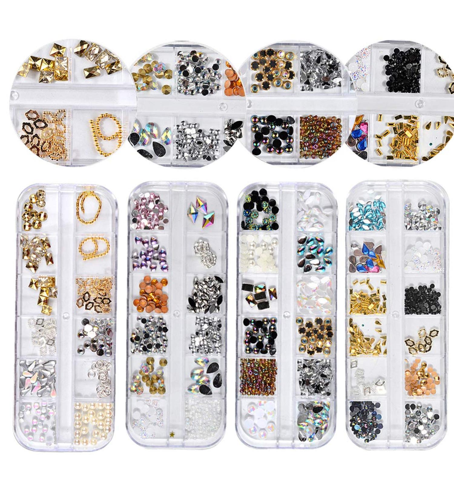 Multicolor Horse Eye Rhinestones Nail Art Studs - 4 Boxes | Crystal Nail Decorations Supplies - M25-M26 - Buy Online on GoSupps.com