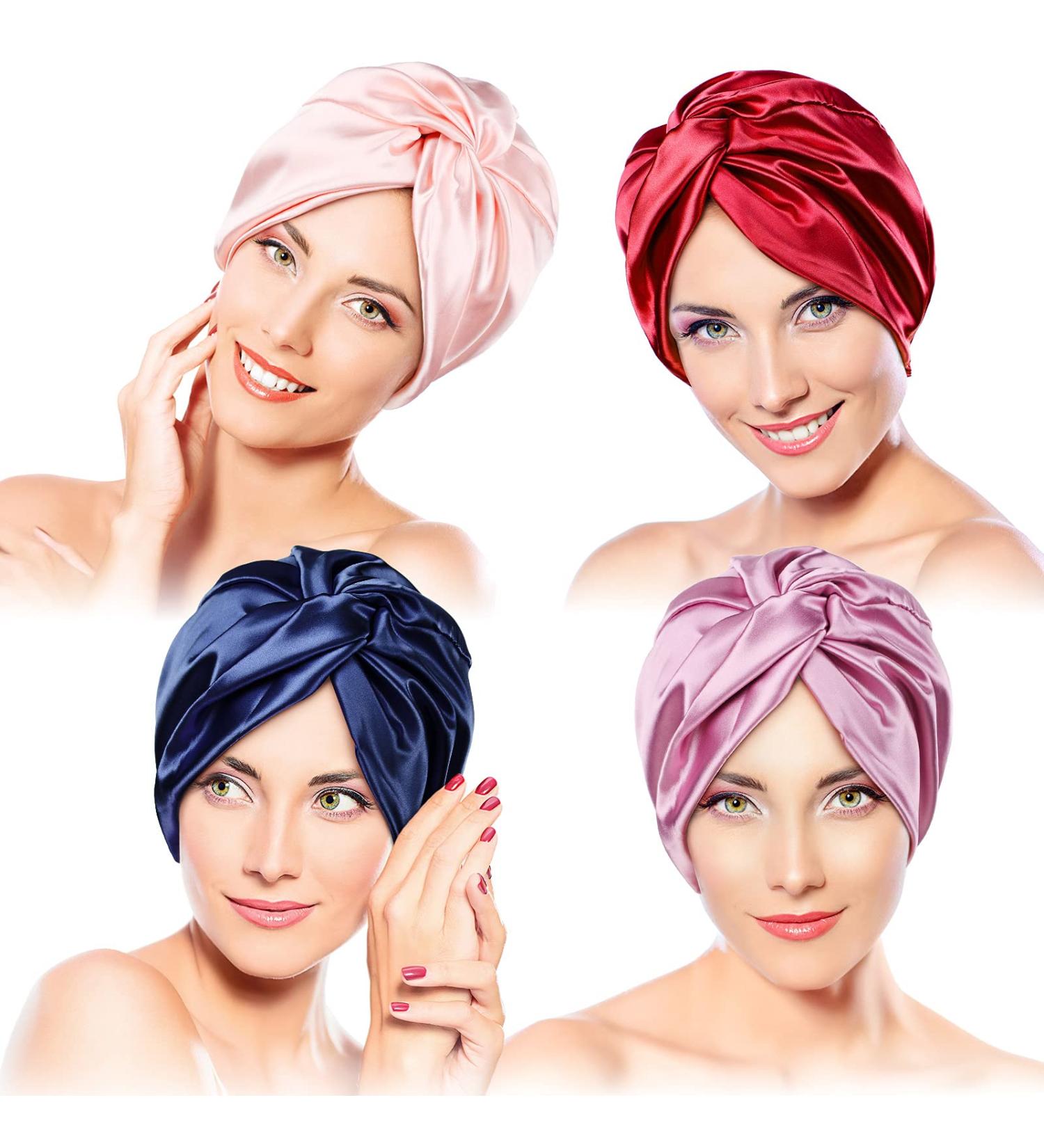 4-Piece Silk Sleep Cap Set for Women | Double-Sided Silk Night Bonnet in Chic Colors - Buy Online on GoSupps.com