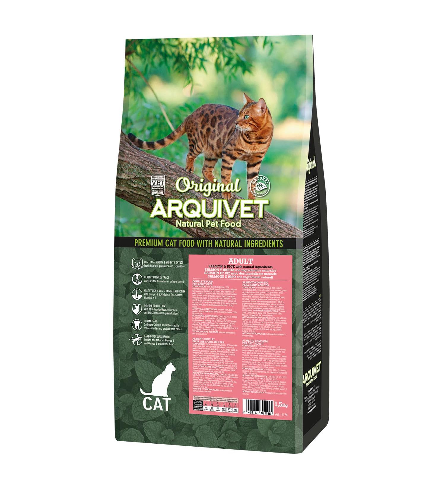 Arquivet-Original - Adult - Cat Food - Salmon and Rice - 1.5 kg - Buy Online on GoSupps.com