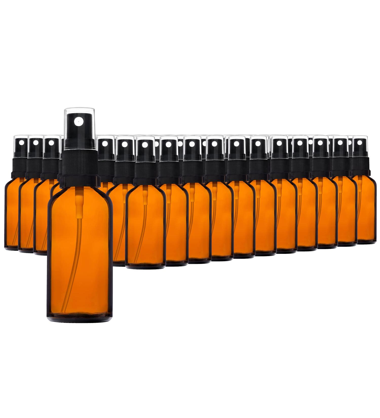 Handsunity 50ml Amber Glass Spray Bottle Set - 88 Stk with Black Atomizer & Accessories | International Shipping Available - Buy Online on GoSupps.com