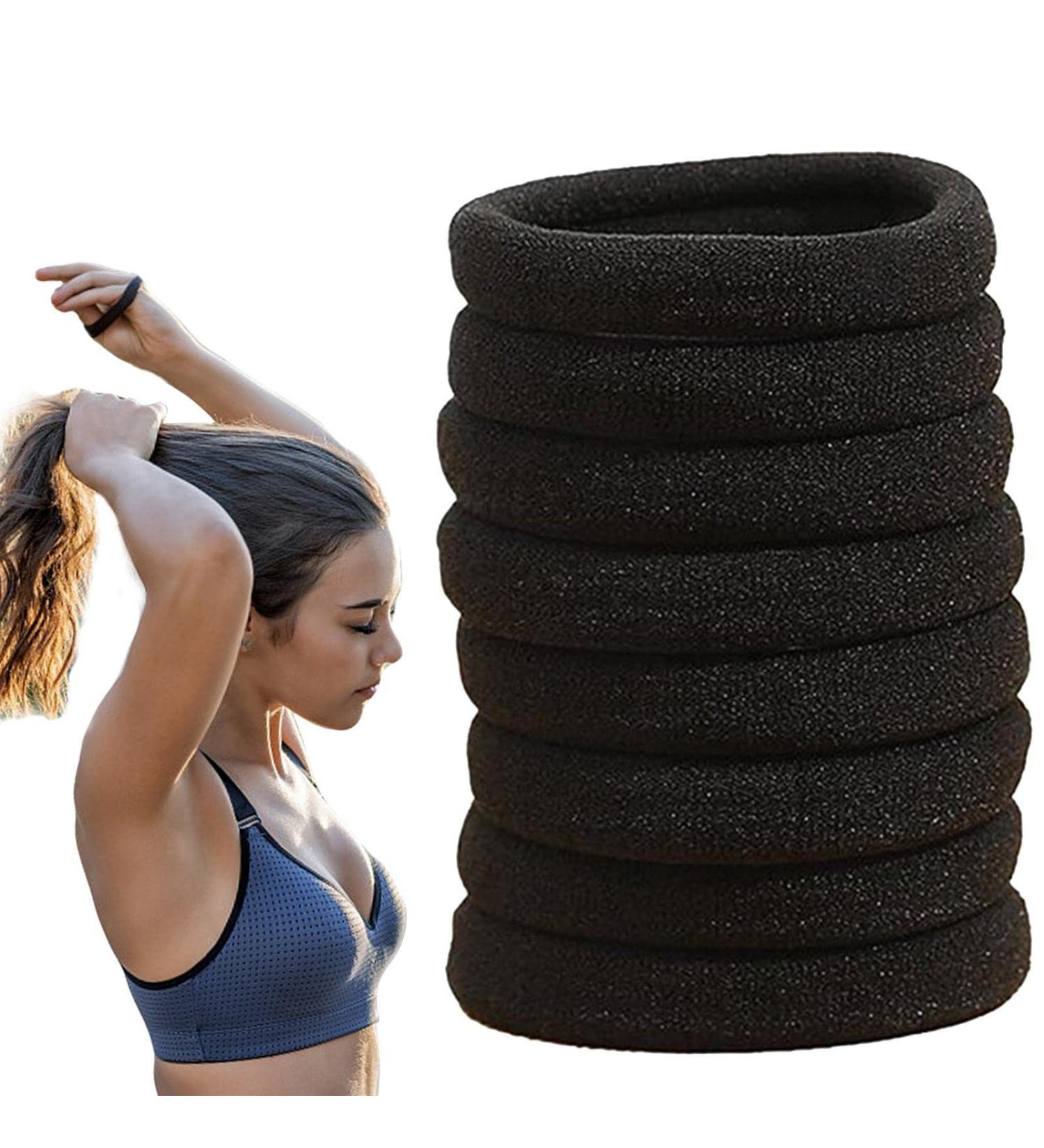 Geteawily Black Hair Bands Seamless Hair Tie Ponytail Holders Seamless Ponytail Holders Hair Elastic Bands Hair Scrunchies For Women Girls - Buy Online on GoSupps.com