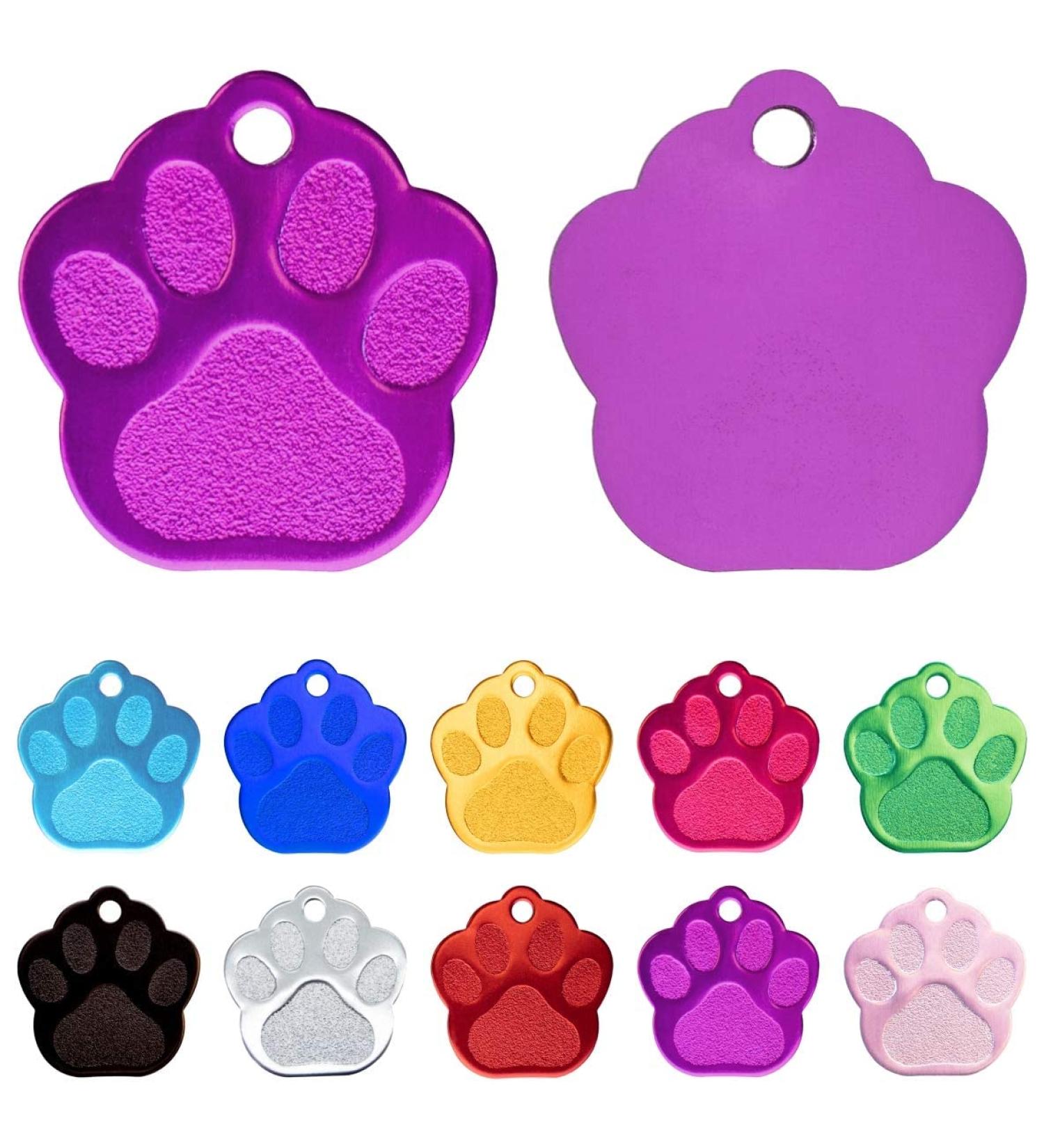 Ibera Gifts - Personalized Dog Paw Pendant for Small & Medium Dogs and Cats | Engraved Name Collar & Address Tag (Purple) - Buy Online on GoSupps.com