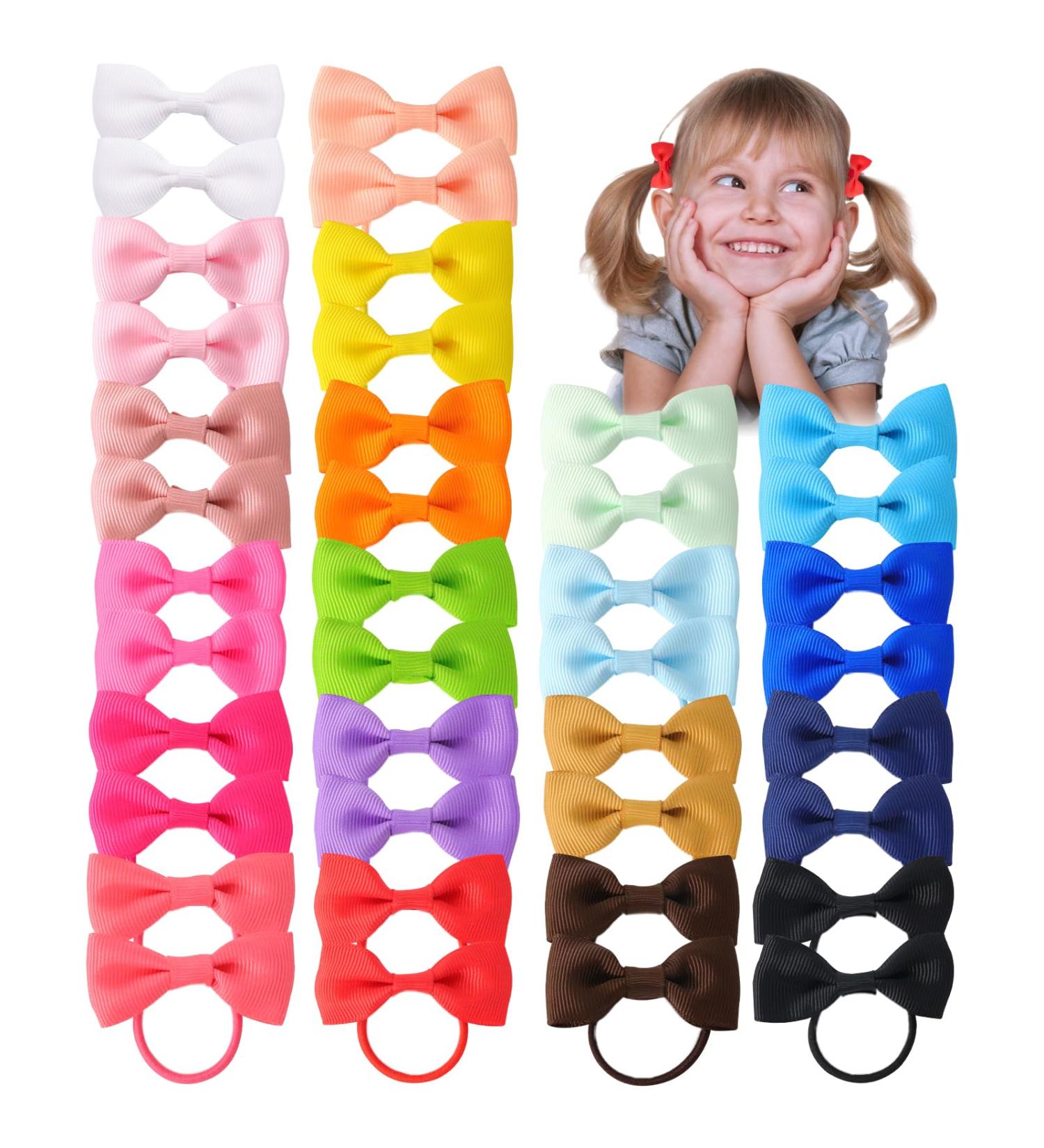 Qufiiry 40PCs Baby Girl Hair Loops & Elastic Headbands - Grosgrain Hair Ties with Bows for Toddlers & Little Girls | International Shipping Available - Buy Online on GoSupps.com