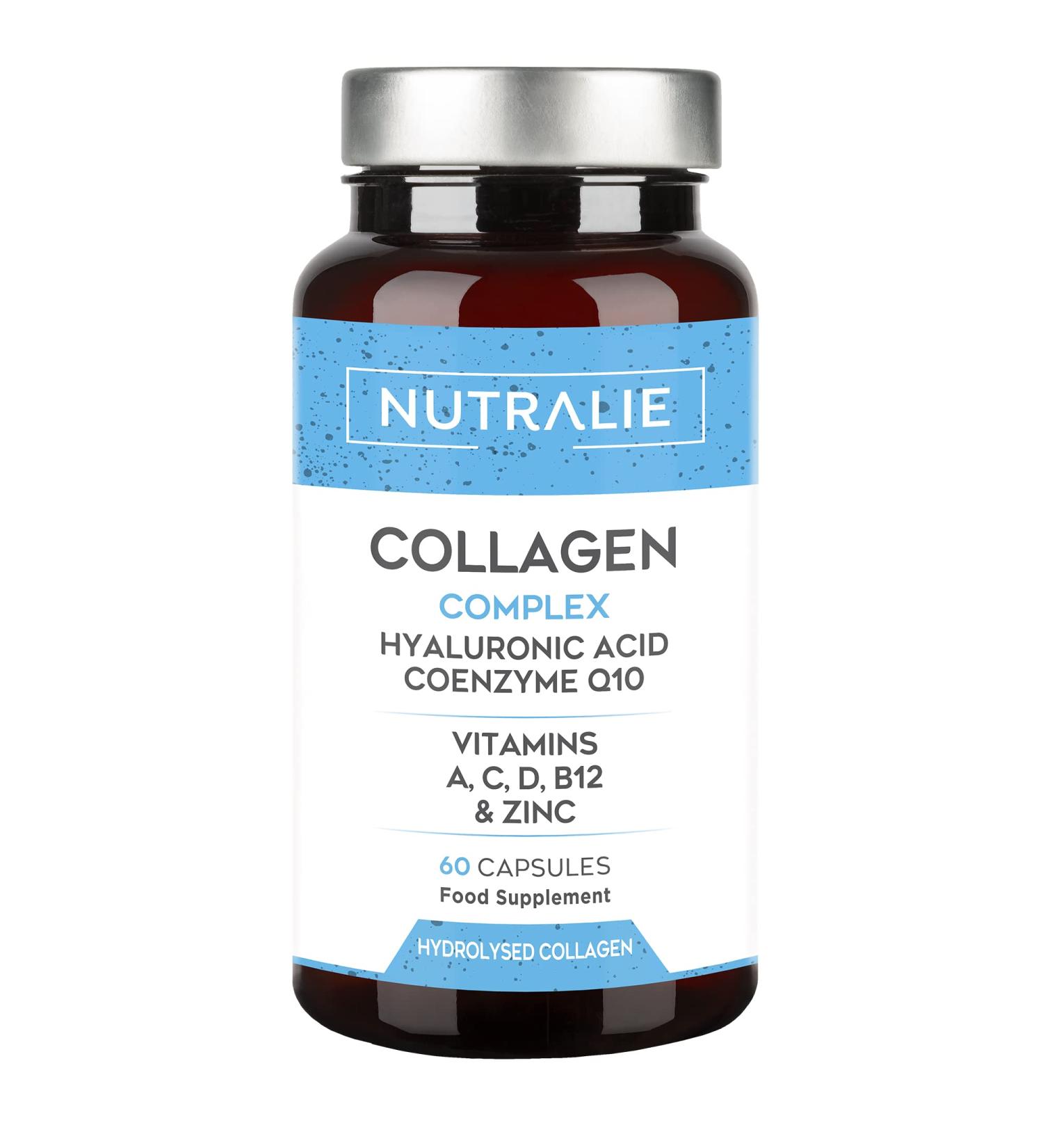 Nutralie Hydrolysed Collagen Capsules with Hyaluronic Acid, Coenzyme Q10, and Vitamins for Skin, Joints, and Hair - 60 Capsules - Buy Online on GoSupps.com