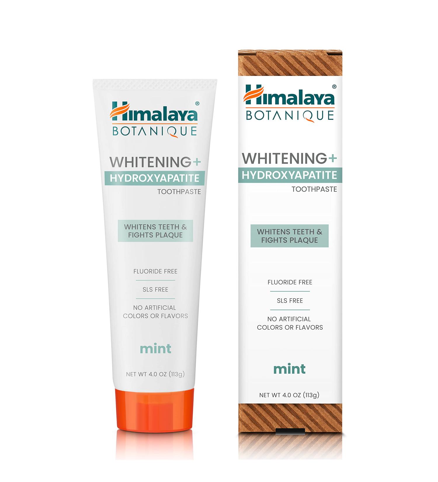 Himalaya Botanique Whitening + Hydroxyapatite Toothpaste Mint Flavor - Nano Hydroxyapatite to Support Remineralization and Restore Enamel Appropriate for Sensitive Teeth - Vegan Gluten Free 4 oz Mint 4 Ounce (Pack of 1) - Buy Online on GoSupps.com