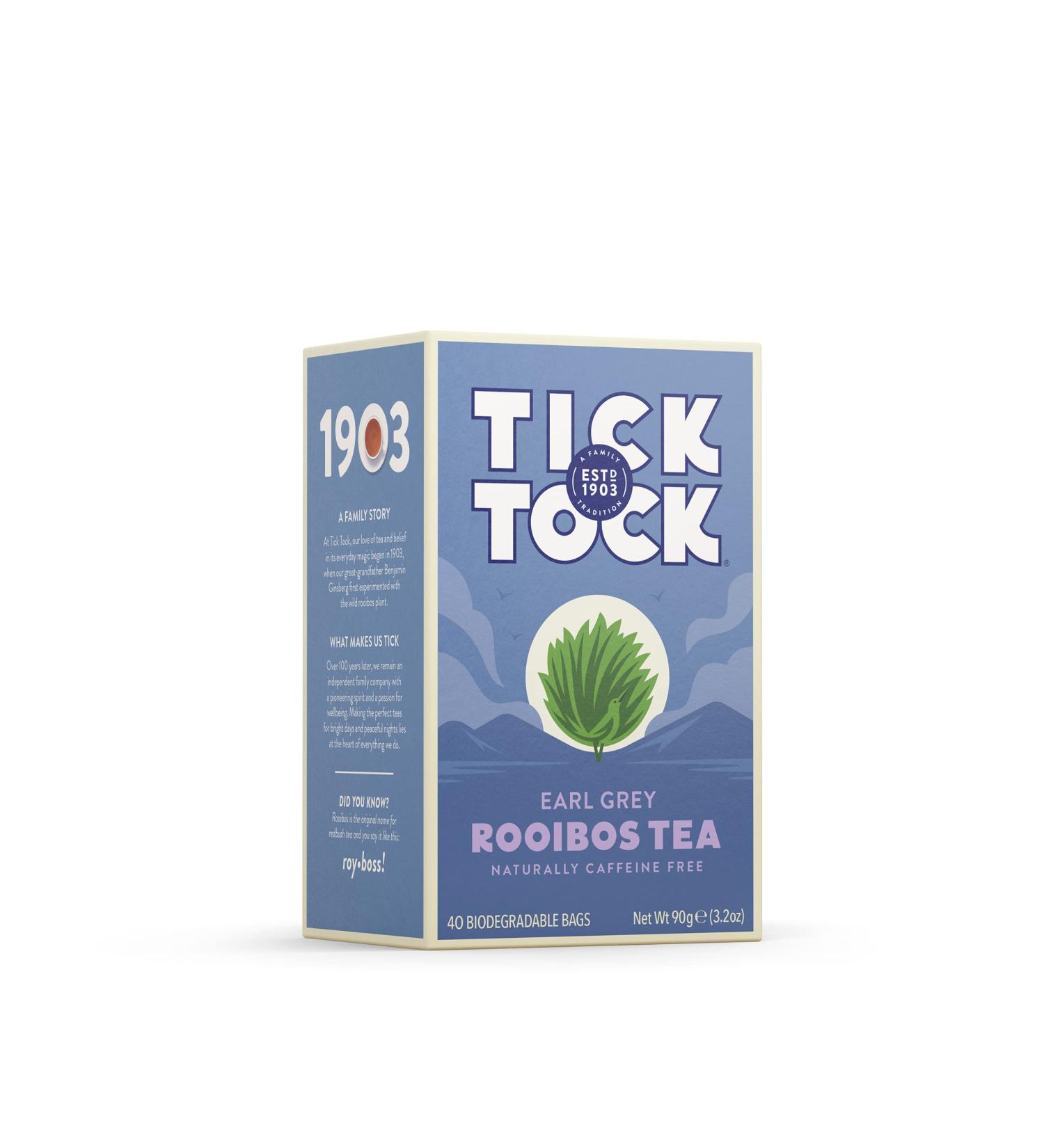 TICK TOCK TEAS Earl Grey Rooibos Tea Bags - 40 Count - Buy Online on GoSupps.com