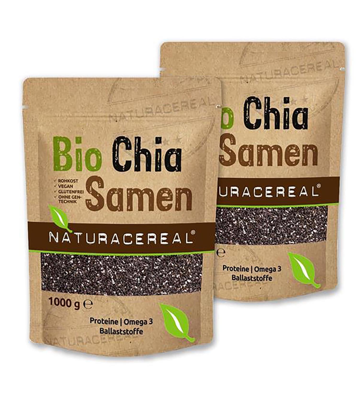 Naturacereal Organic Chia Seeds - 2kg (2 x 1000g) | Premium Superfood for International Shipping - Buy Online on GoSupps.com