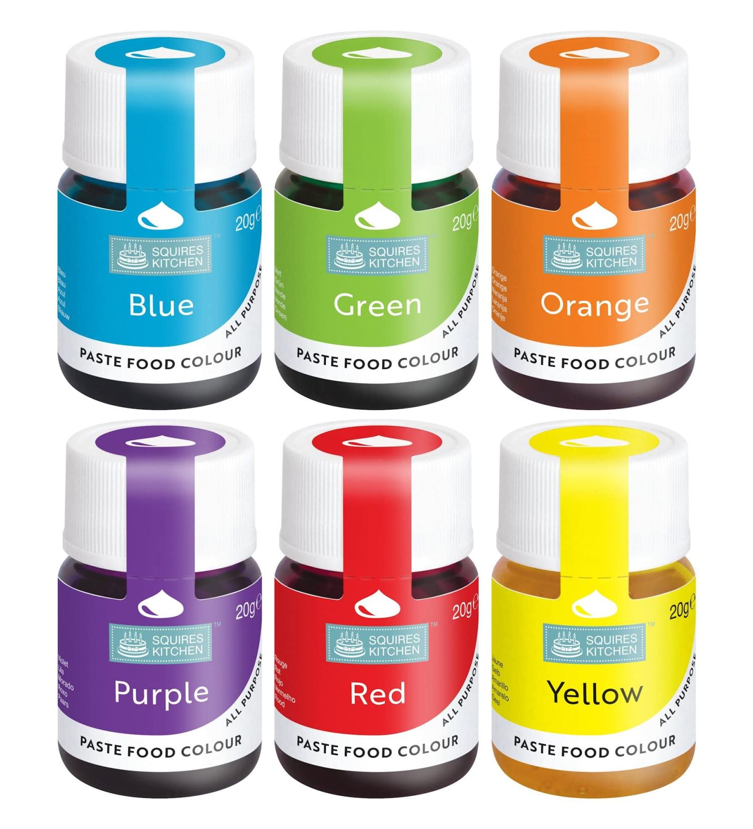 Squires Kitchen Food Colouring Paste Rainbow Colours 6 Set Perfect for Buttercream Sugarpaste Modelling Pastes Fondant Royal Icing Cake Mixes and more! Rainbow 6 Set - Buy Online on GoSupps.com