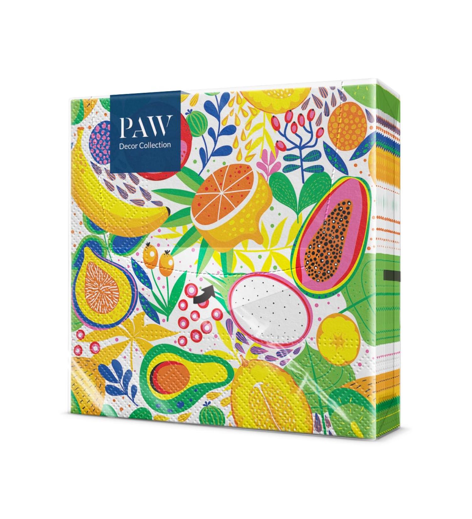 PAW 3-Layer Colorful Tropical Fruits Napkins - 20 Pieces | Perfect for Birthdays Weddings & Parties | 33x33 cm Paper Napkins - Buy Online on GoSupps.com