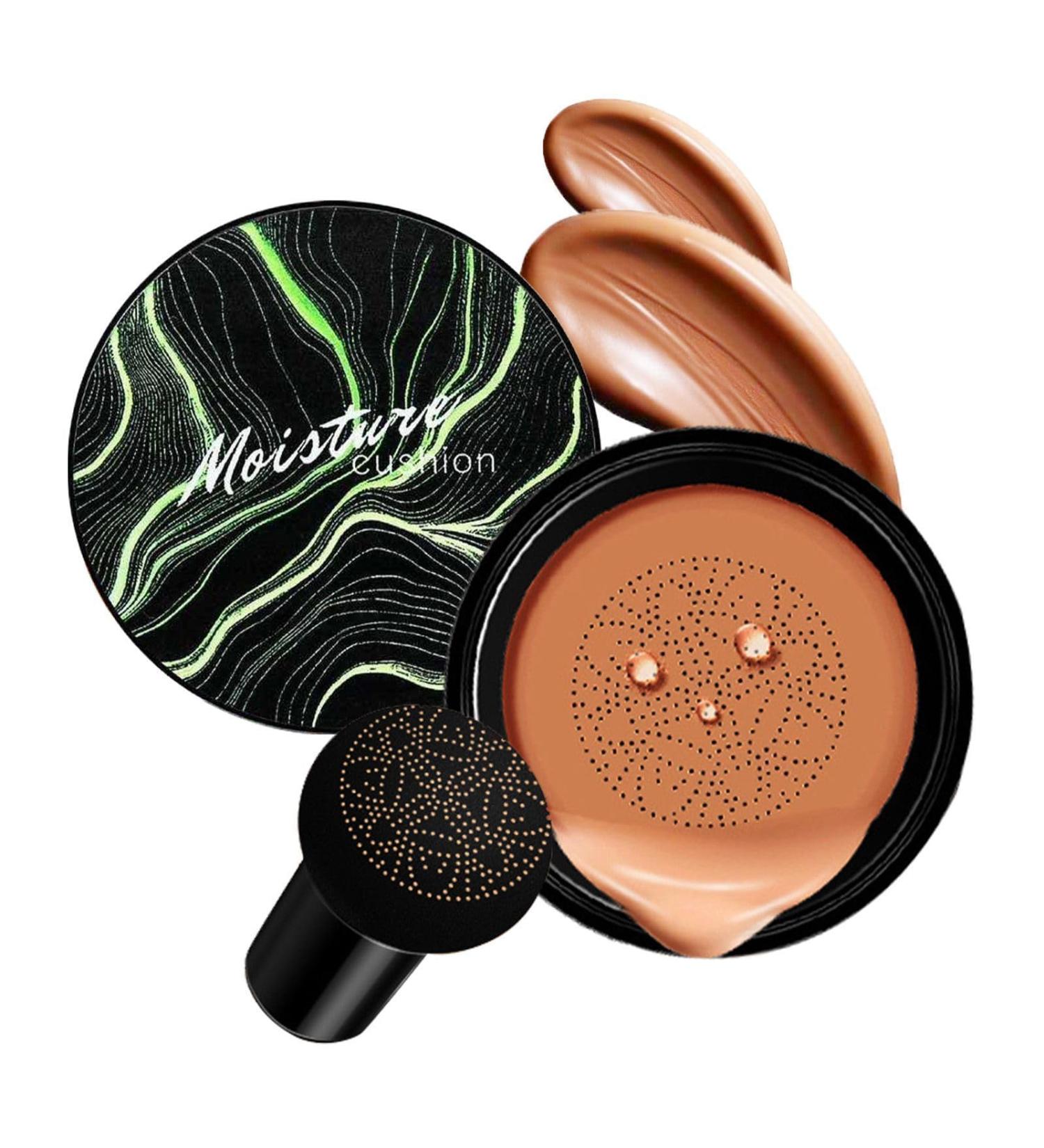 Mushroom Head Air Cushion CC Cream - BB Cream Face Makeup for Mature Skin, Moisturizing Cover Balm Foundation & Long-Lasting Color Correcting Concealer, Even Skin Tone for All Skin (Deep Brown) - Buy Online on GoSupps.com