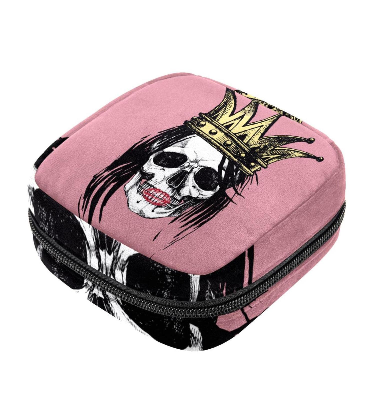 Skull Period Pouch: Portable Tampon Storage Bag - Organize Sanitary Napkins & Tampons - Perfect First Period Gift for Teen Girls - Multicoloured - Buy Online on GoSupps.com