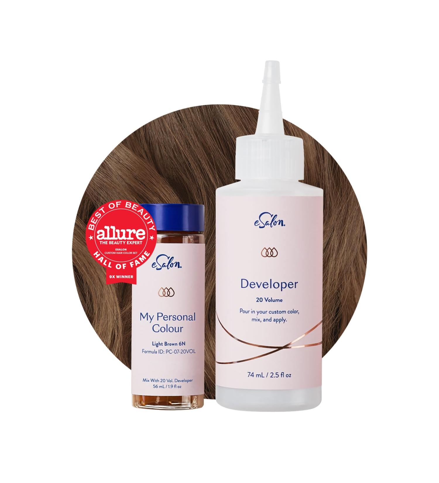 eSalon Permanent Hair Colour Set 100% Grey Coverage At-home Hair Colour 0% Ammonia Multi-dimensional Hair Dye Professional-grade Hair Colour Light Brown 6N - Buy Online on GoSupps.com