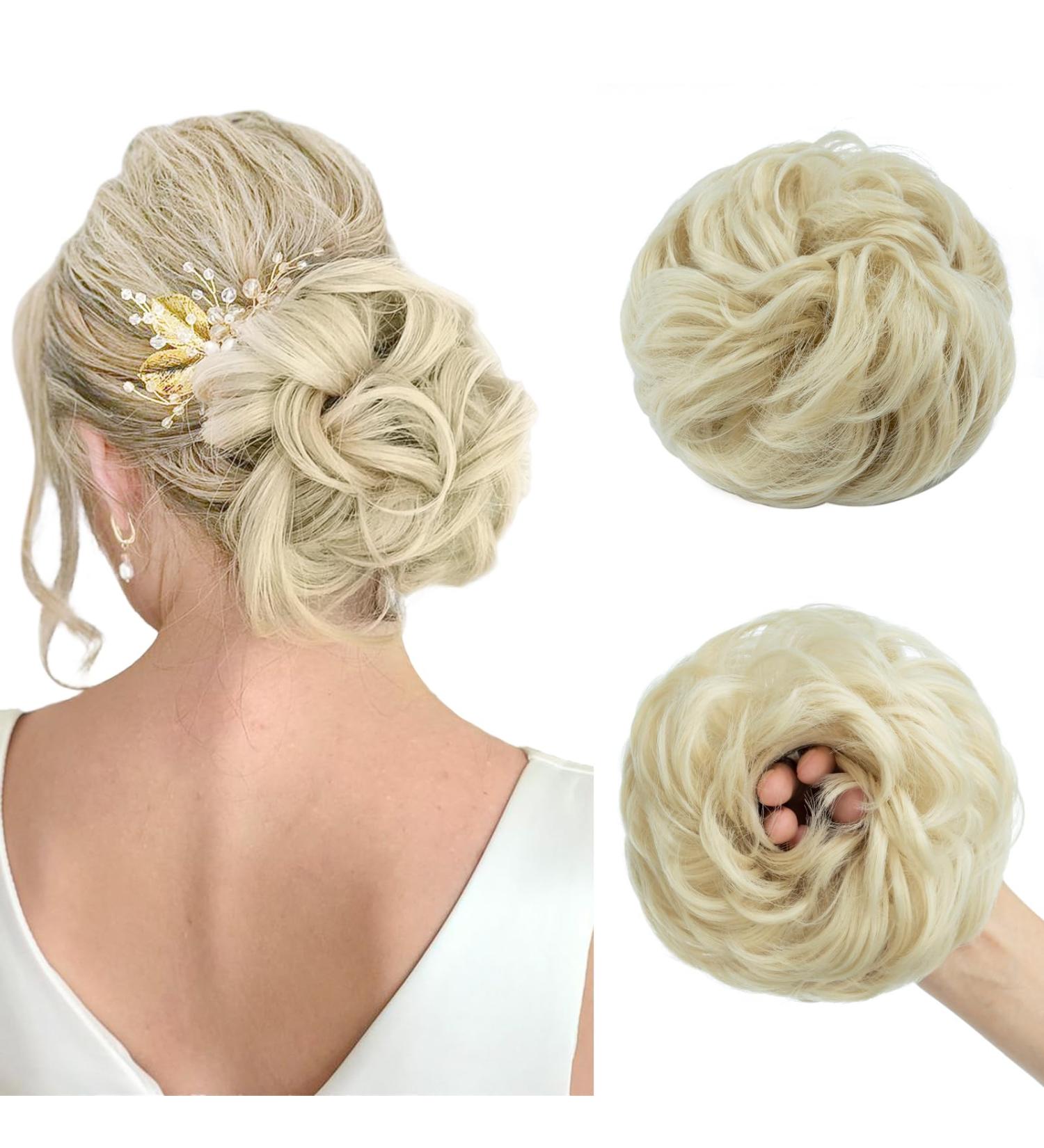 Tess Hair Part with Rubber Band - 55g Light Blonde Synthetic Hair Tie for Large Bun Haardutt Extensions for Women & Girls - Buy Online on GoSupps.com