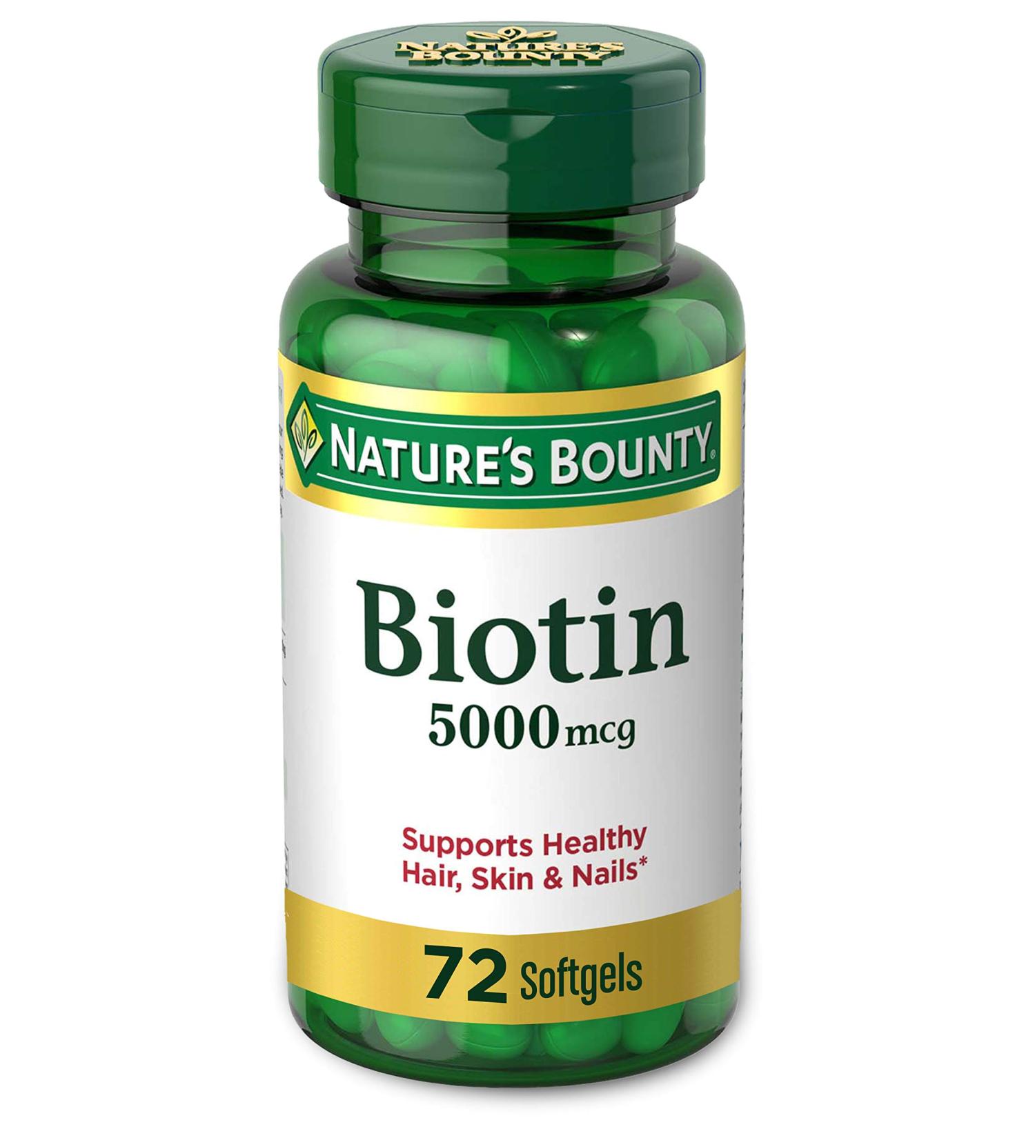 Nature's Bounty Biotin Supplement 5000 mcg - Supports Metabolism for Energy and Healthy Hair, Skin, and Nails - Buy Online on GoSupps.com