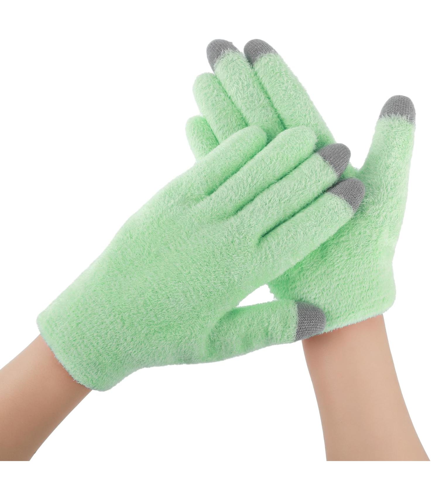 Touchscreen Gloves for Eczema and Dry Hands Overnight- Moisturizing Gloves with Gel Lining Hydrating Cracked Hand Treatment Fuzzy Gloves Touchscreen Sleeping Spa Lotion Glove for Women Green - Buy Online on GoSupps.com