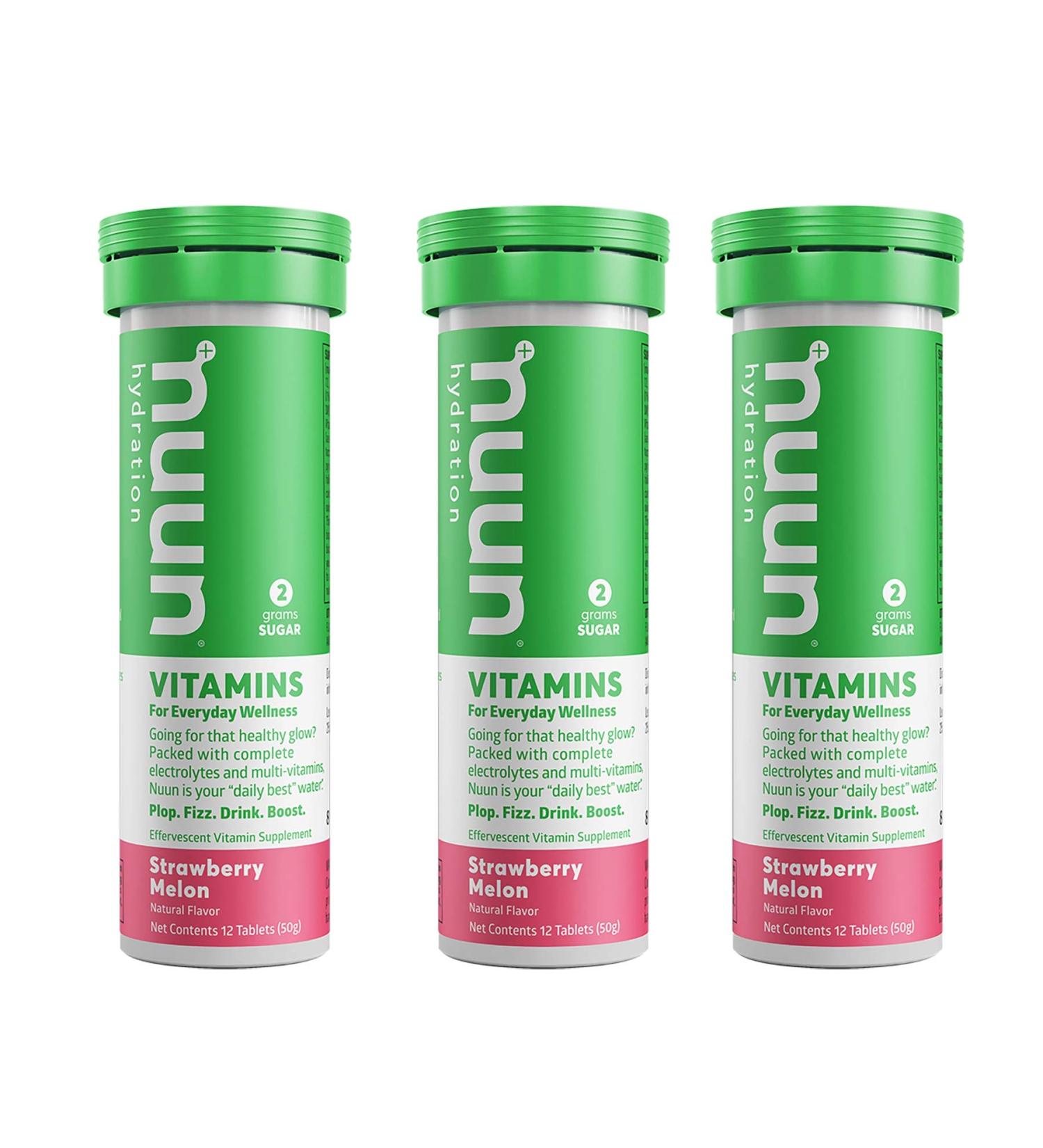Buy Nuun Vitamins Strawberry Melon Daily Hydration Supplement - 3 Tubes of 12 Tabs | International Shipping Available - Buy Online on GoSupps.com
