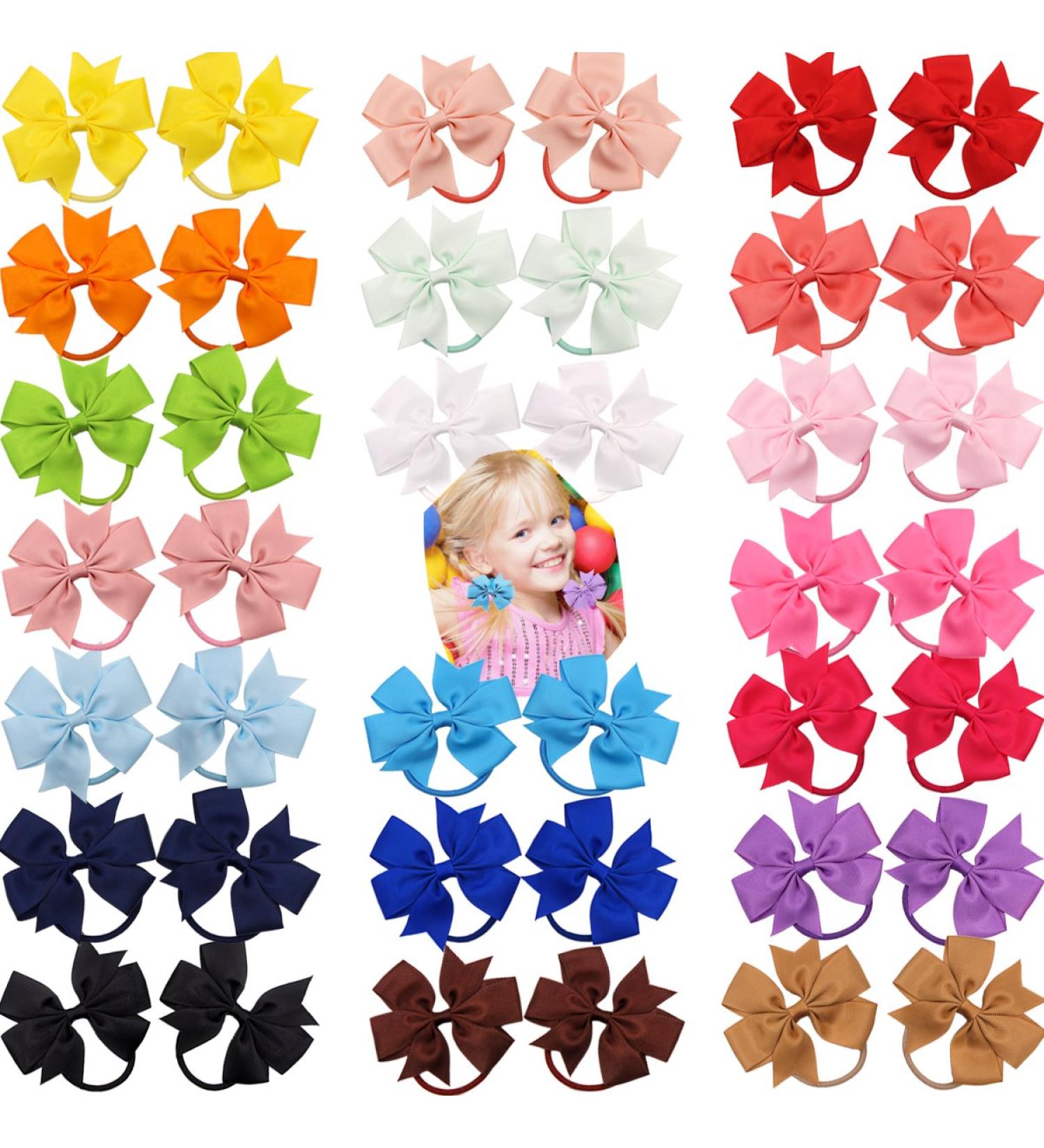 40 Pcs Baby Girls 3.5'' Grosgrain Ribbon Hair Bows Elastic Hair Ties - Solid Colors for Girls Toddlers Kids Teens - Buy Online on GoSupps.com