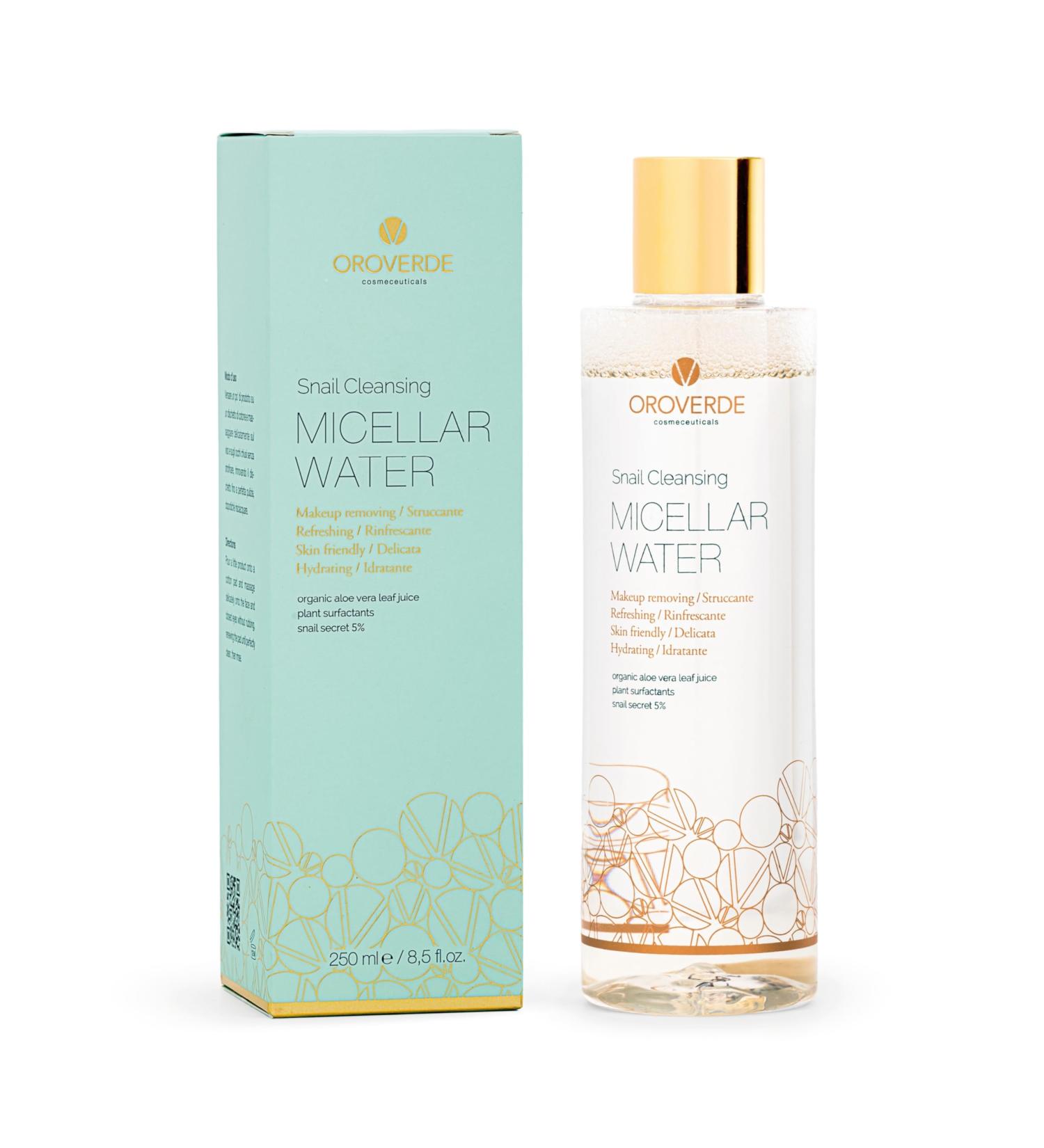  OROVERDE OROVERDE Micellar Cleansing Water 250ml Refreshing water with snail mucin Facial skincare products for men and women - Buy Online on GoSupps.com