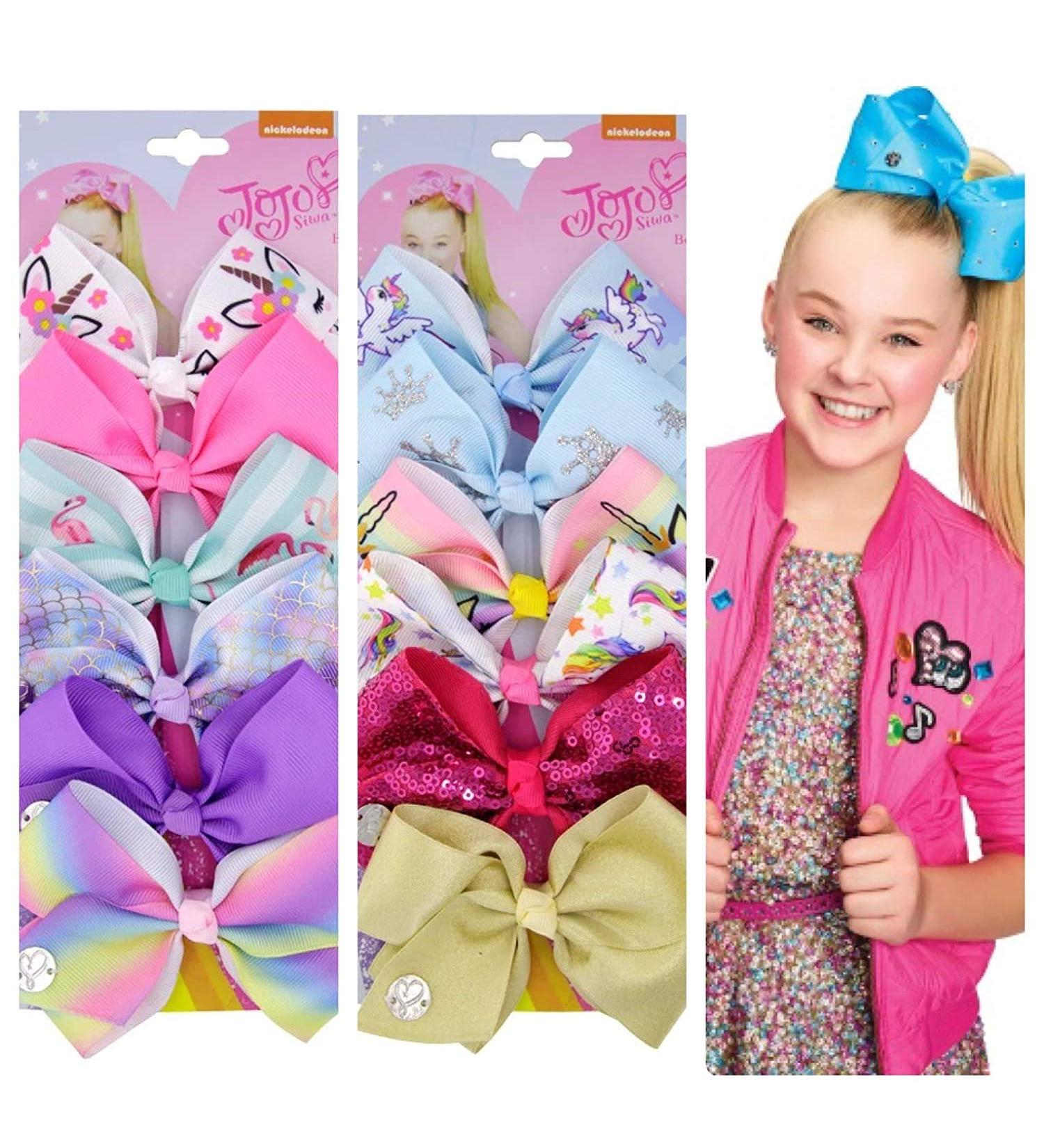 JOJO SIWA 12pcs Hair Bows Clips for Girls - 5 Inches Alligator Clips (2 Sets) | Large Bow Accessories for Girls - Buy Online on GoSupps.com