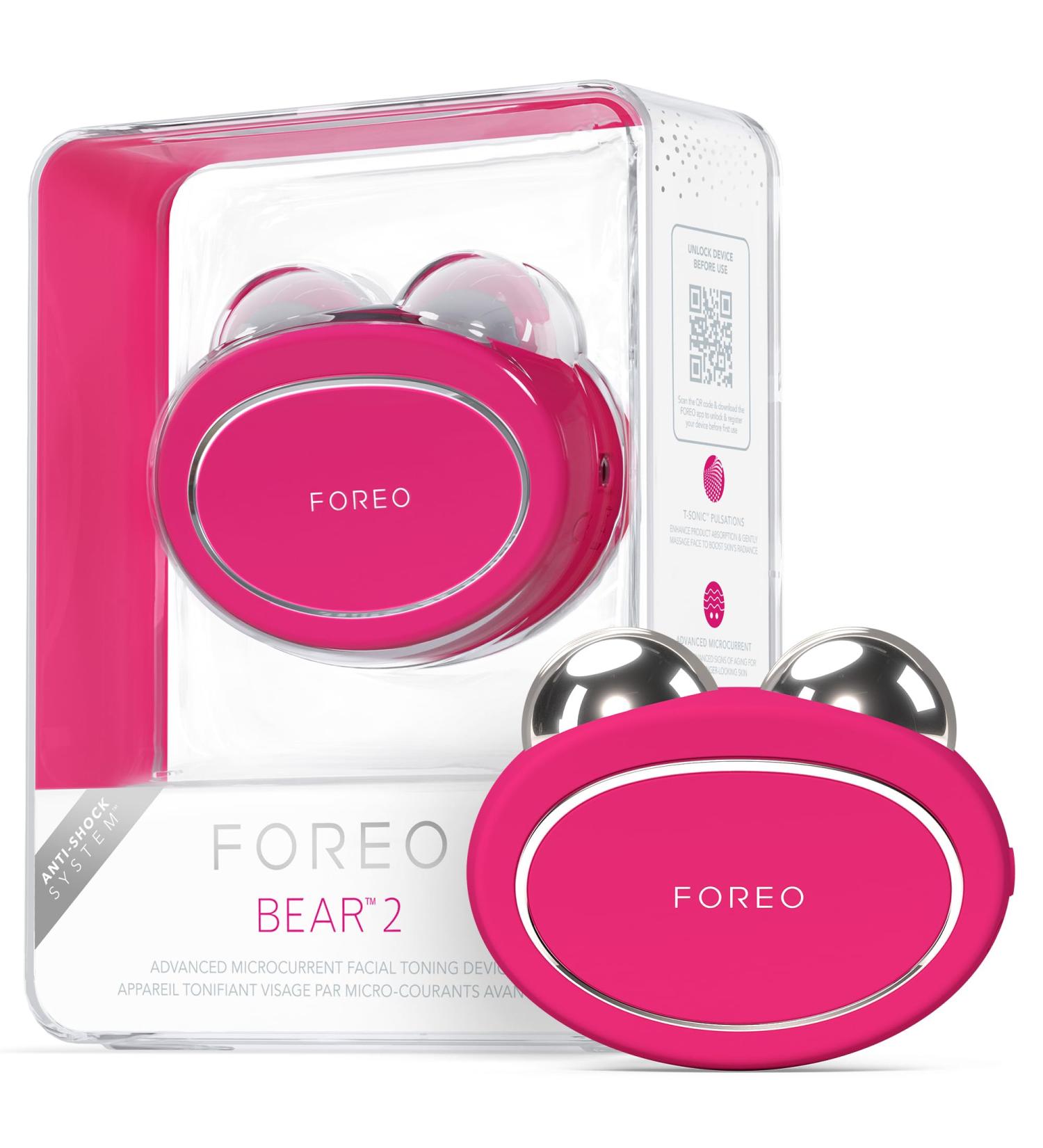 FOREO Bear 2 Advanced Lifting & Toning Microcurrent Facial Device Anti Aging Face Sculpting Tool Instant Face Lift Firm & Contour Non-Invasive Skin Care Tools Fuchsia - Buy Online on GoSupps.com