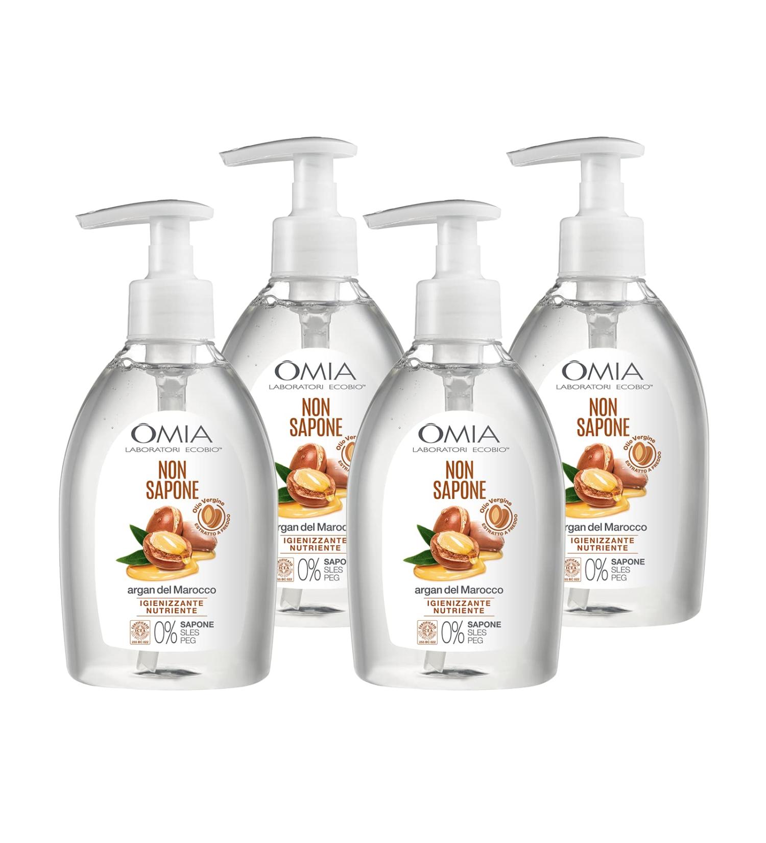  Omia Omia Organic Eco Soap with Moroccan Argan Oil Liquid Soap for Hands and Face Elastic Protective and Nourishing Action - 4 x 300ml Bottles - Amazon Exclusive - Buy Online on GoSupps.com