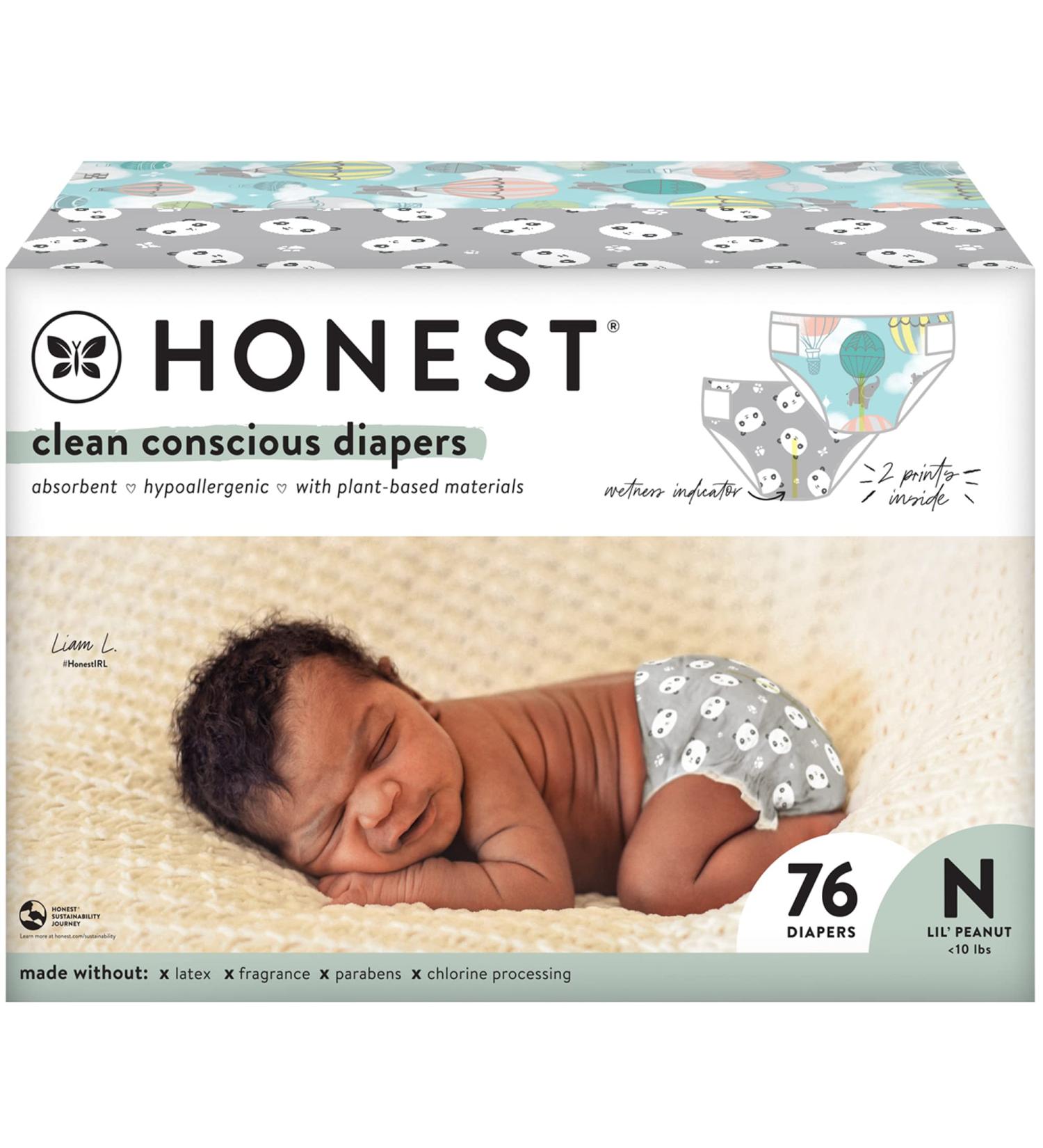 The Honest Company Clean Conscious Diapers | Plant-Based & Sustainable | Newborn Size 76 Count - Above It All + Pandas Club Box - Buy Online on GoSupps.com