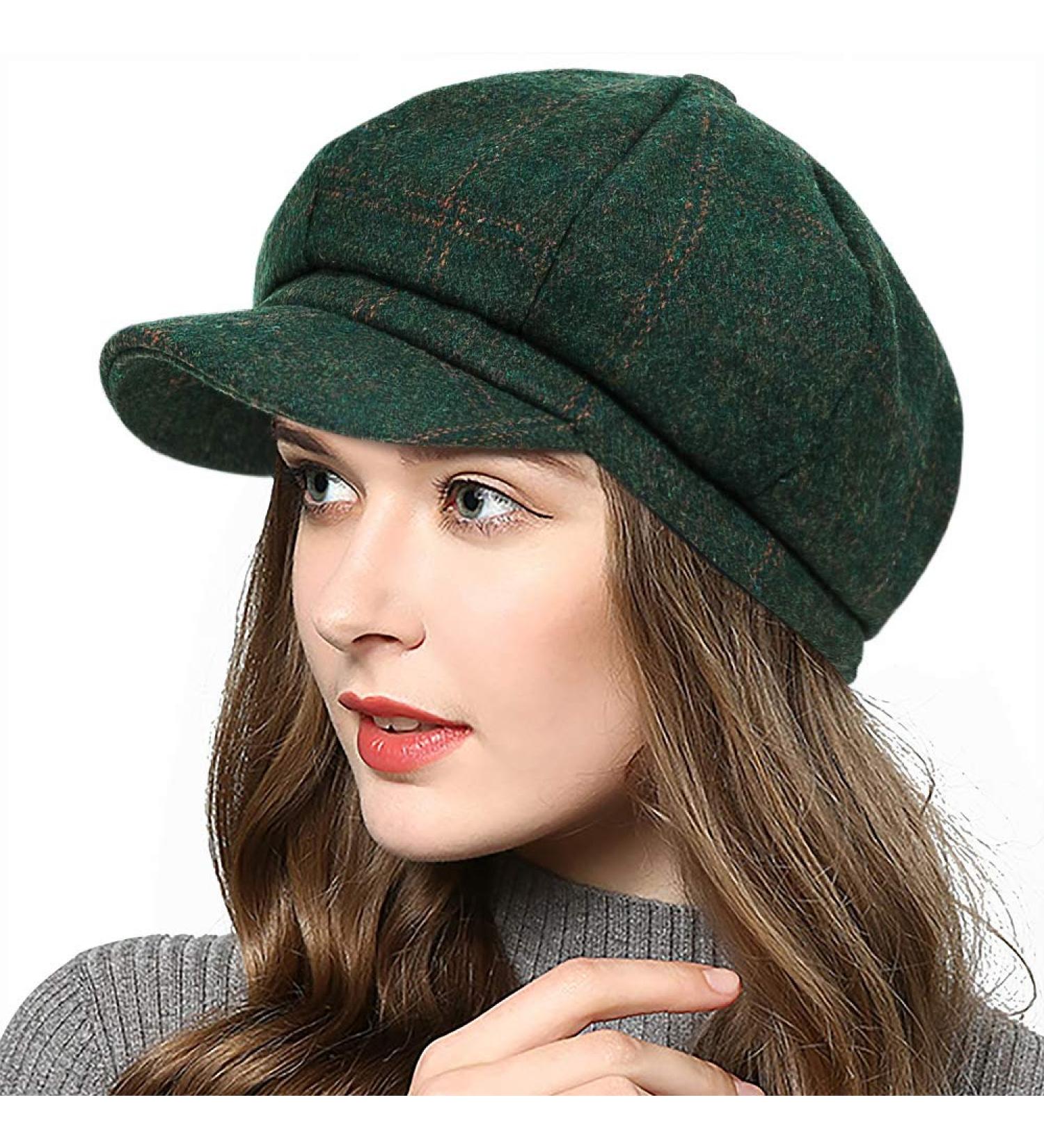 PanPacSight Women's Wool Newsboy Hat - Fall Cabbie Beret in Tweed Green - Buy Online on GoSupps.com