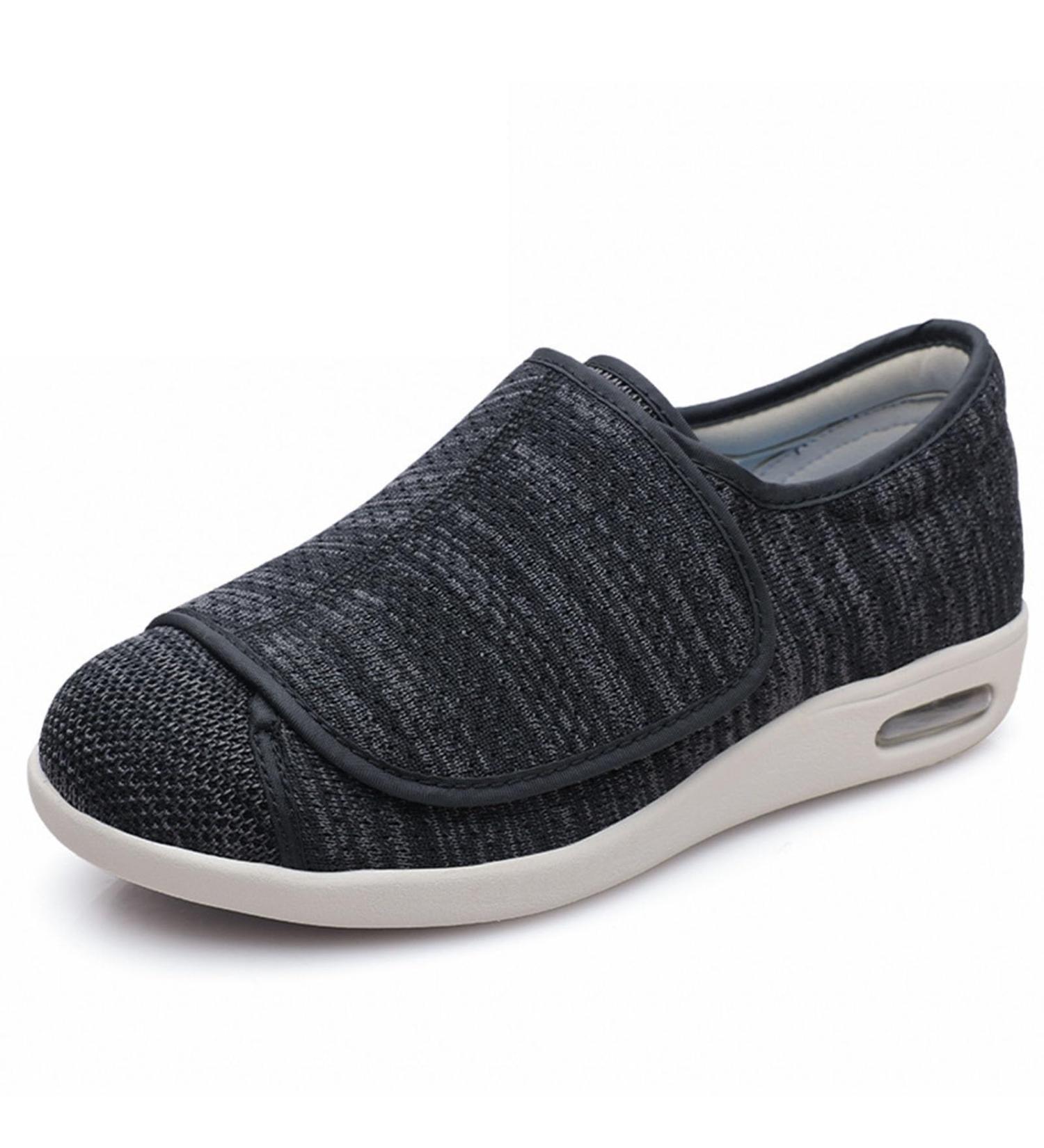 Extra Wide Width Diabetic Shoes: Adjustable Sneakers, Slippers, and Sandals for Edema, Plantar Fasciitis, Bunions, Arthritis - Black/Gray - Sizes Available - Buy Online on GoSupps.com