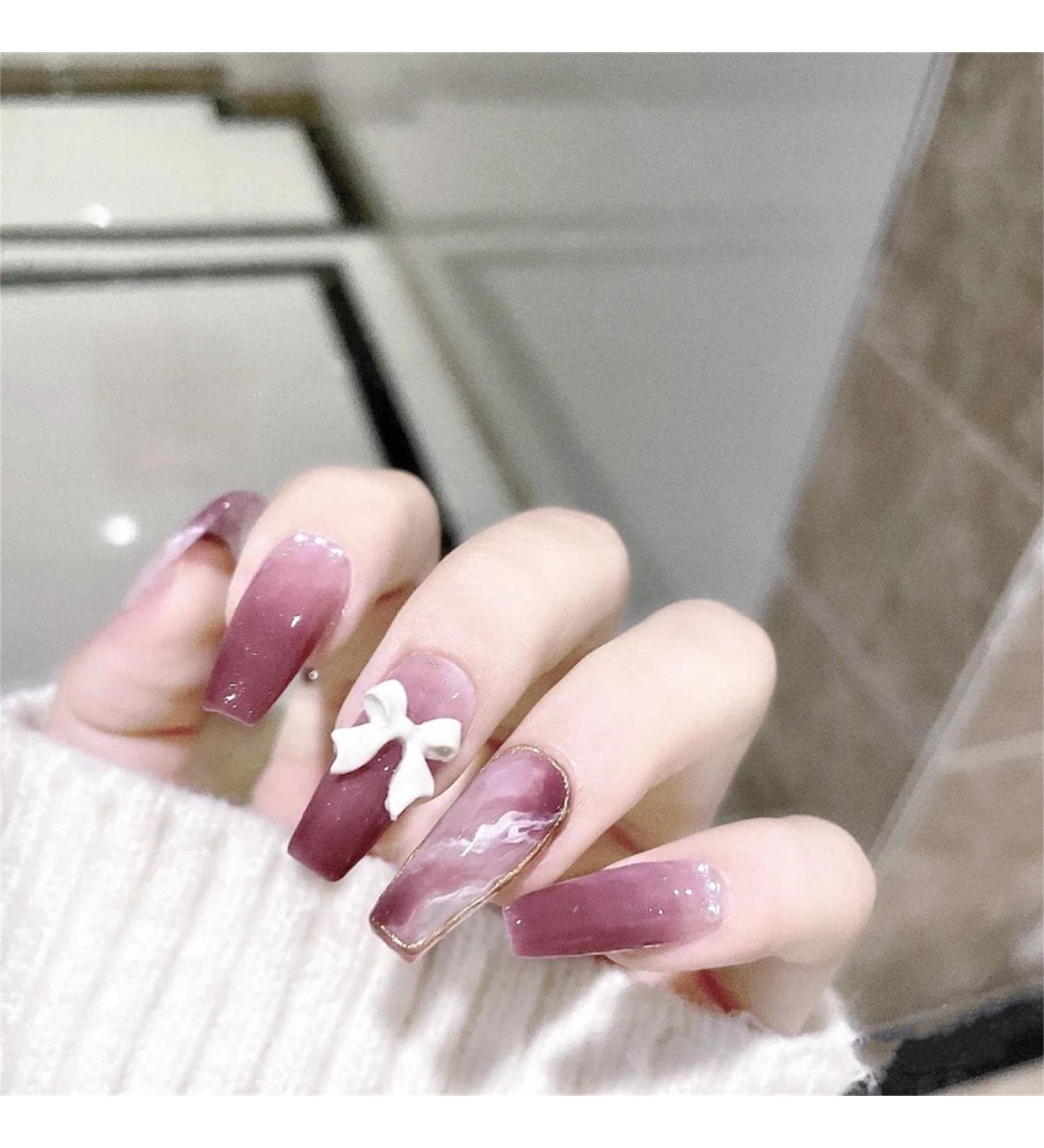 Press on Nails Long Fake Nails 24Pcs Shiny Red False fingernail with Self-Adhesive Jelly Nail Glue Tabs Press On False Nails - Buy Online on GoSupps.com