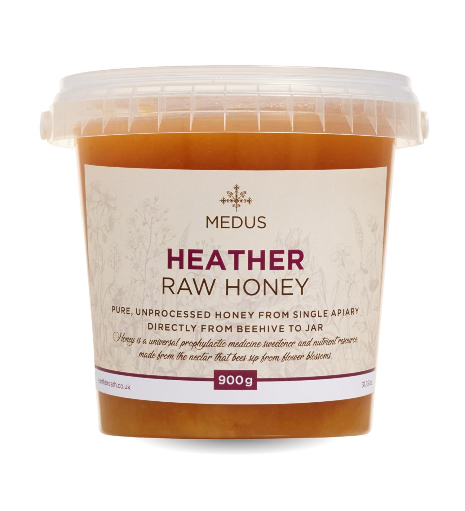 Earthbreath Wild Ling Heather Raw Honey - 900g - Pure Untreated Unpasteurized - From One Apiary - Natural Sweetener for Cooking Tea Juice Drinks Food - Buy Online on GoSupps.com