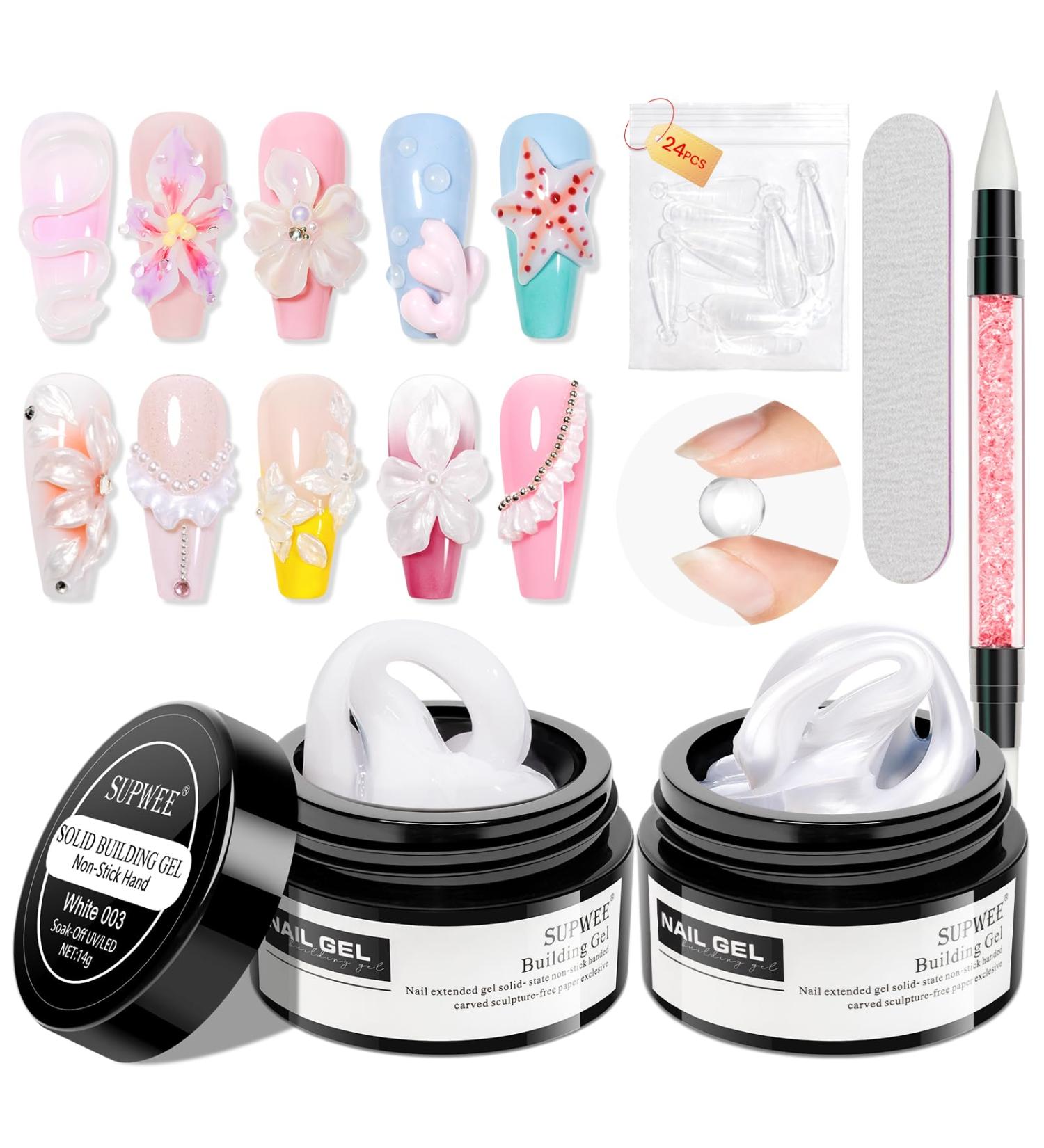 SUPWEE Solid Builder Gel for nails non-stick 3D 14g pearly white for nail extensions sculpting DIY salon - Buy Online on GoSupps.com