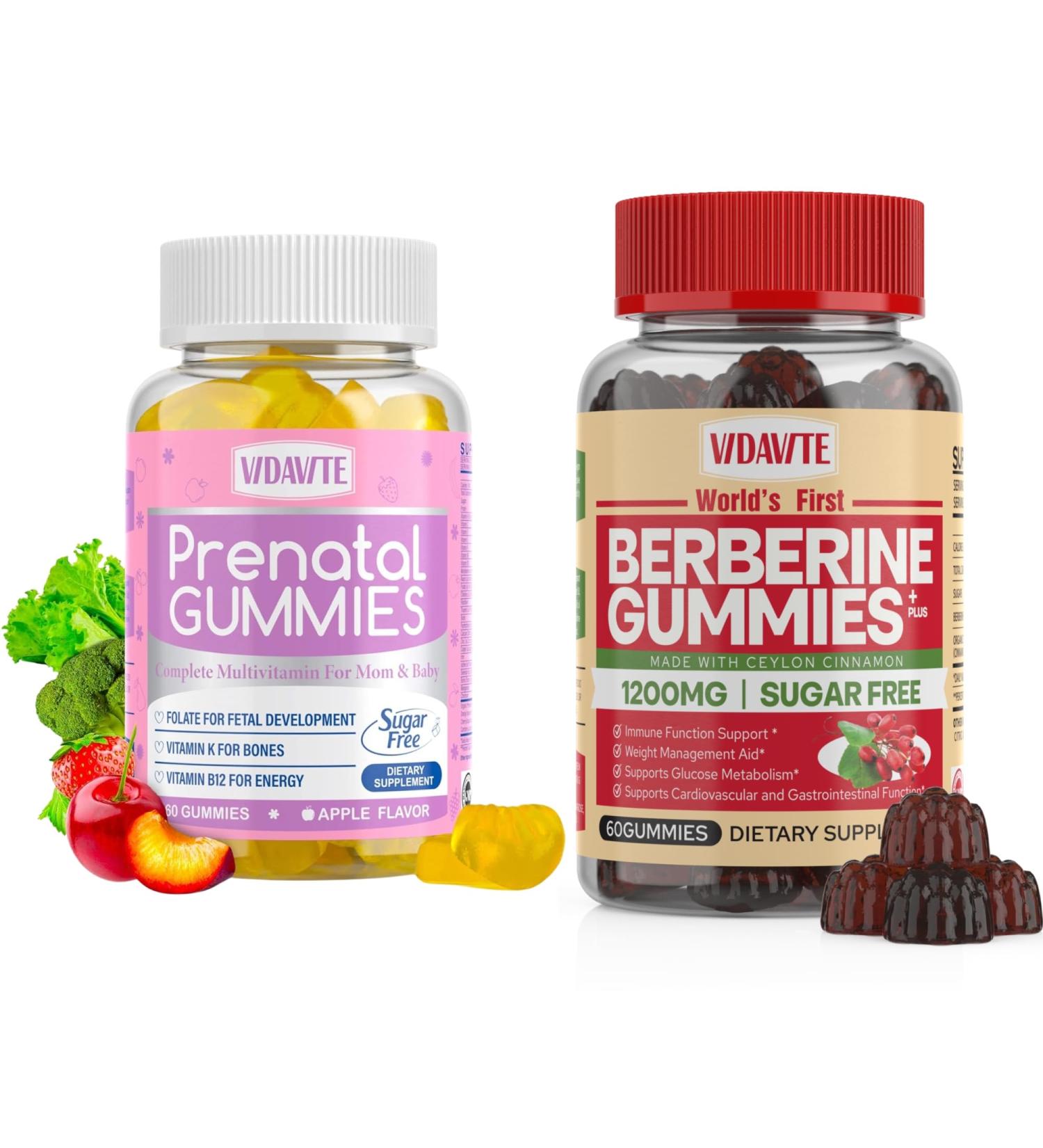 Bundle of VIDAVITE Berberine Gummies Plus Prenatal Gummies - Buy Online on GoSupps.com