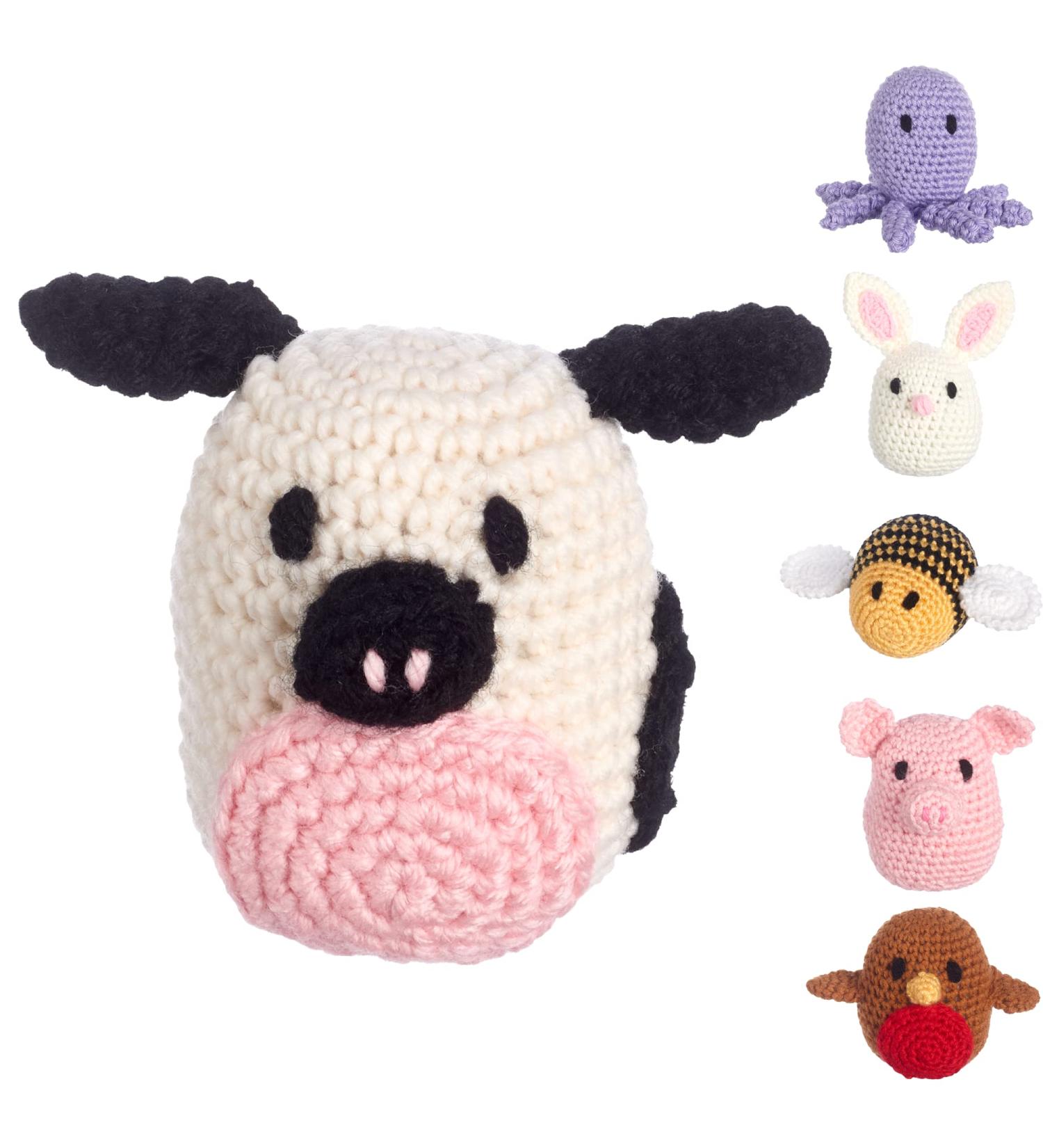 LEISURE ARTS Pudgies Animals Crochet Kit - Cow | Complete DIY Amigurumi Crochet Kit for All Ages - Buy Online on GoSupps.com