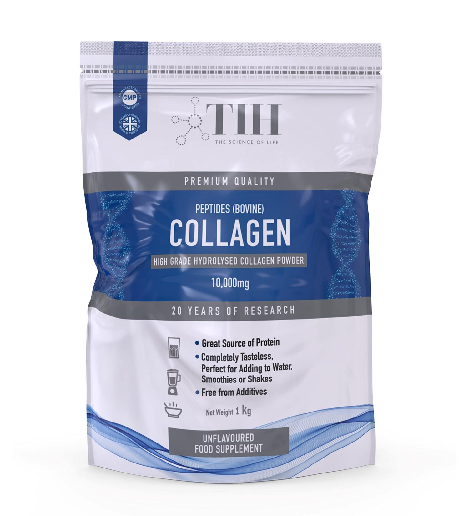 Hydrolysed Collagen Powder (Bovine) - High Protein Grass Fed Peptides for Women - Gluten Free, Paleo & Keto Friendly - 1kg - Buy Online on GoSupps.com