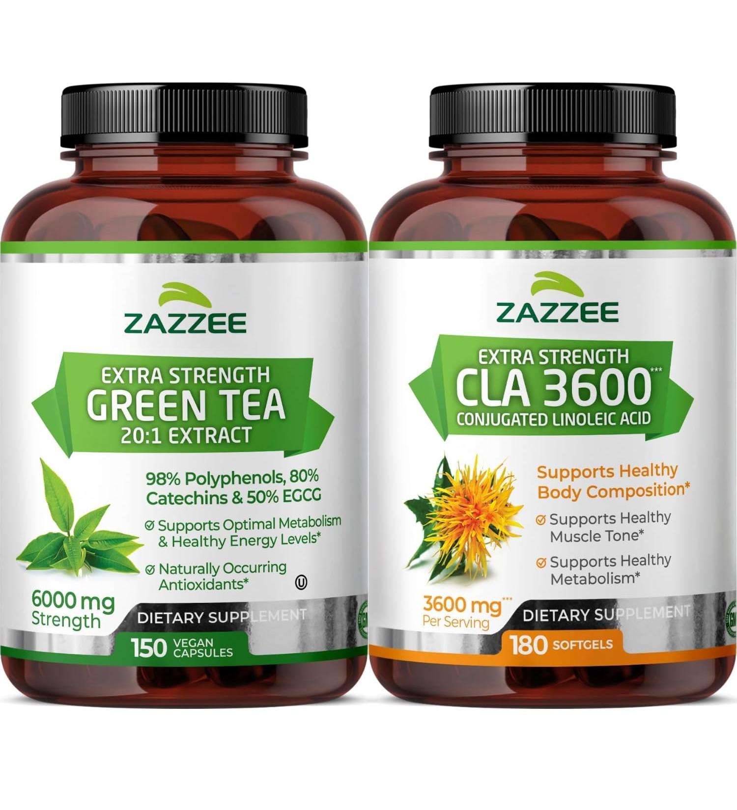 Zazzee Slimming Herbal Supplement Bundle | High Strength Conjugated Linoleic Acid Softgels Plus EGCG Green Tea Extract Capsules | Non-GMO & ISO Lab Tested - Buy Online on GoSupps.com