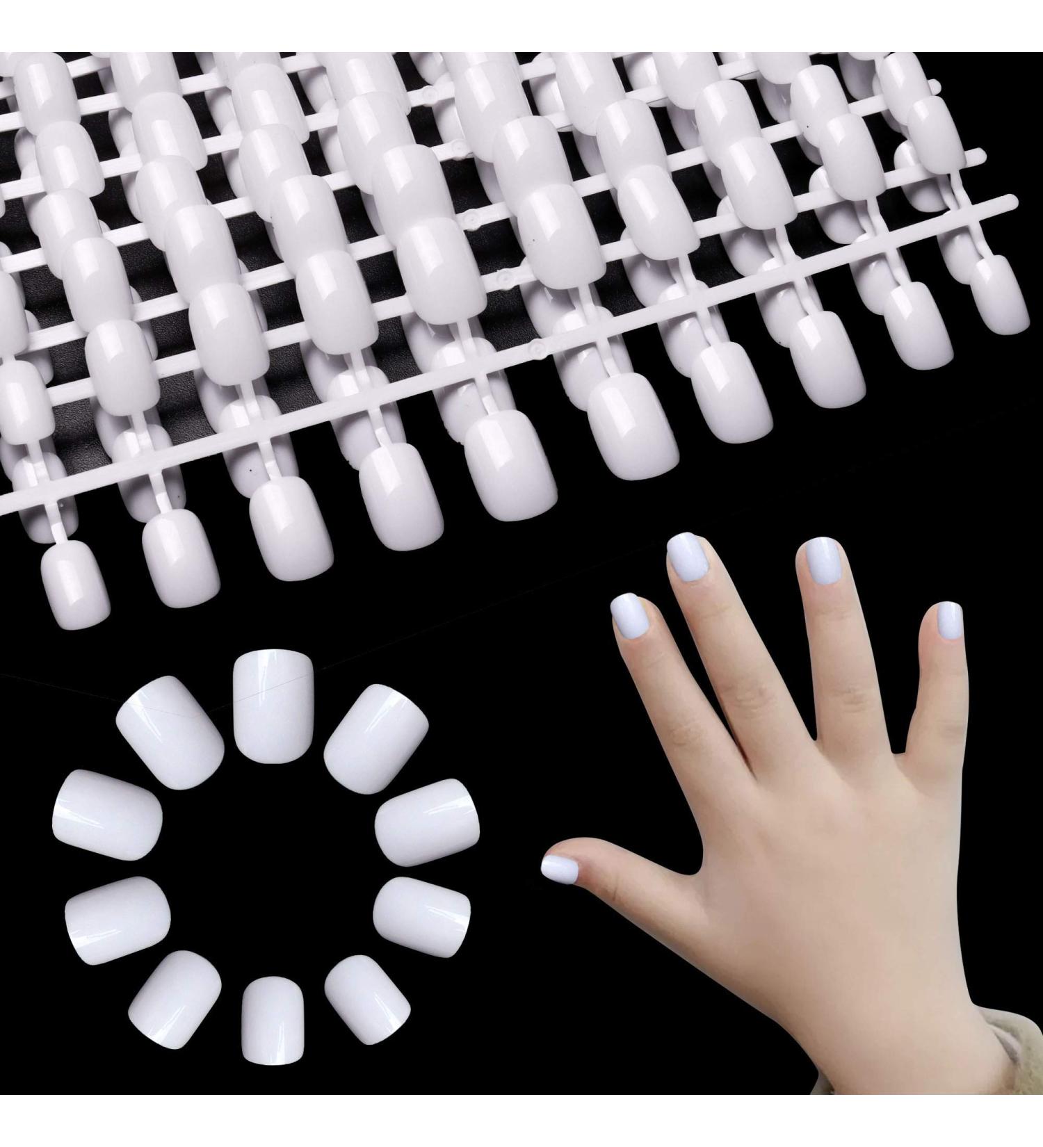 400pcs Allstarry Children Fake Nail Tips Acrylic White Short Full Cover - Perfect for Kids and Little Girls - Buy Online on GoSupps.com