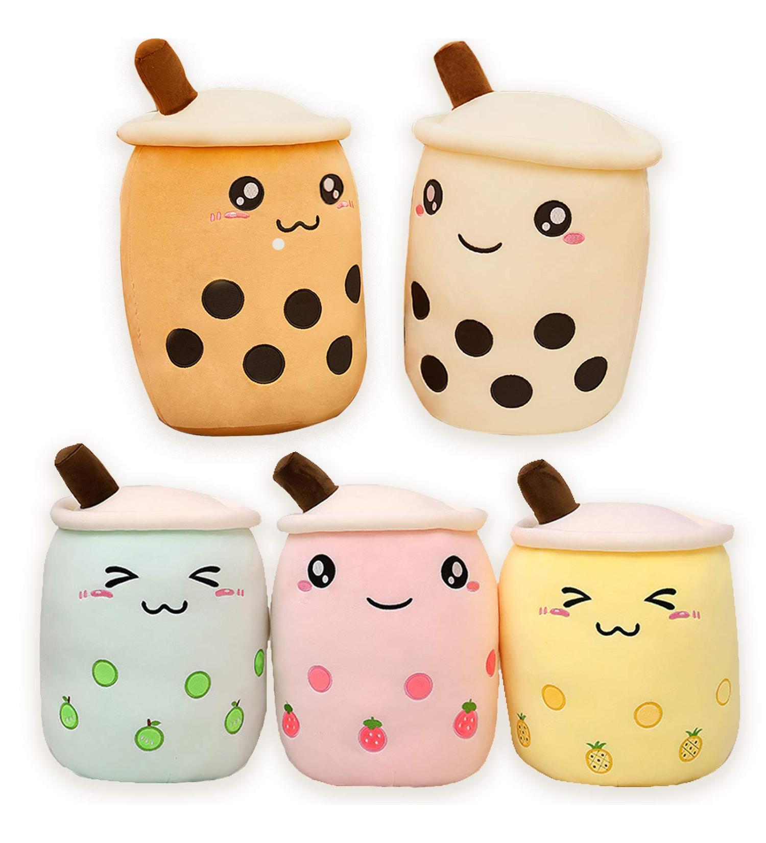 AMOZO Cute Cartoon Boba Milk Tea Plush Doll - 35cm Beige Giant Bubble Plushie Stuffed Tea Cup Pillow Gift Toy - Buy Online on GoSupps.com