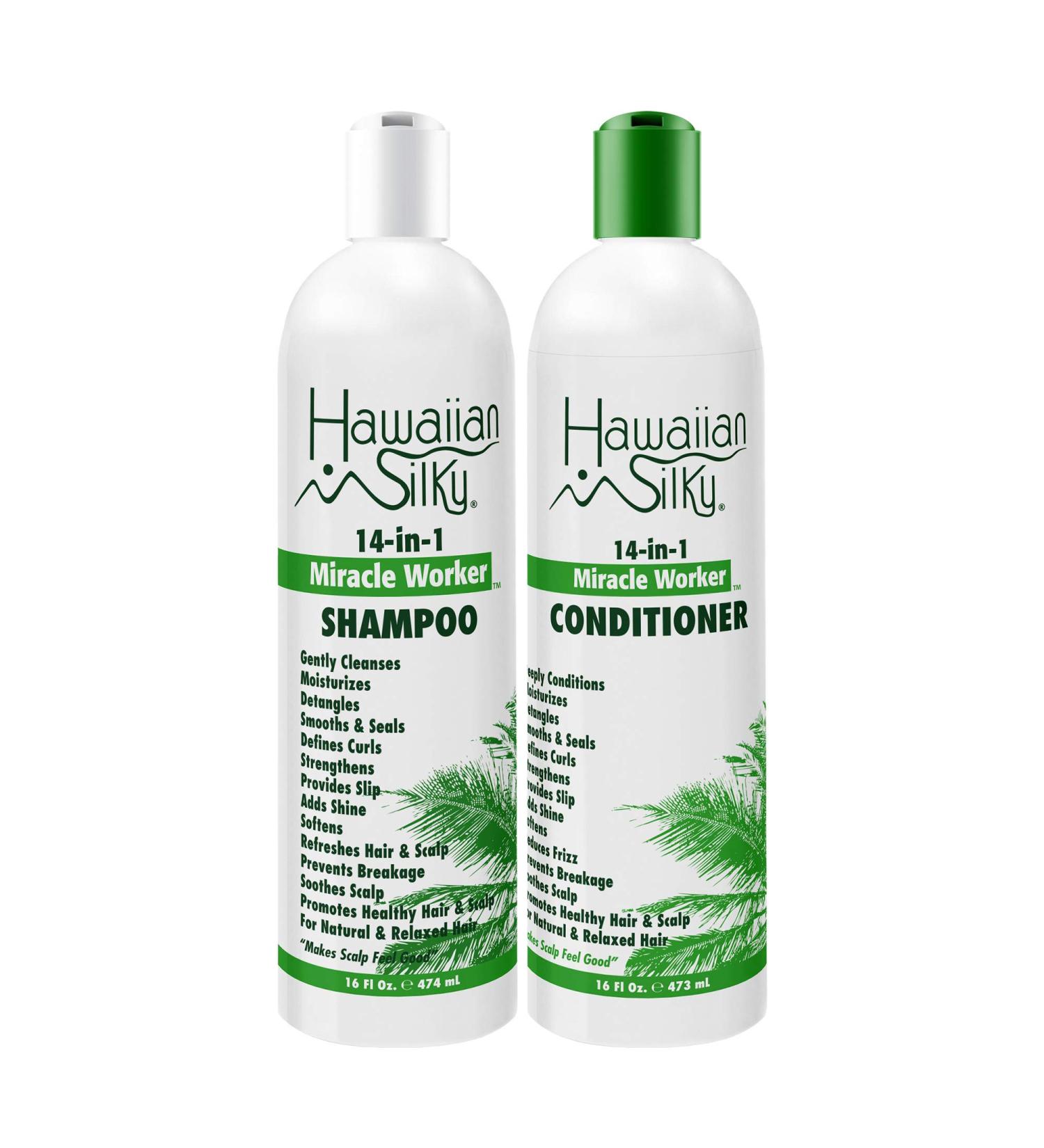Hawaiian Silky Miracle Worker Shampoo & Conditioner 16 fl oz - Strengthen & Repair Damaged Hair - Sulfate-Free & Paraben-Free - Buy Online on GoSupps.com