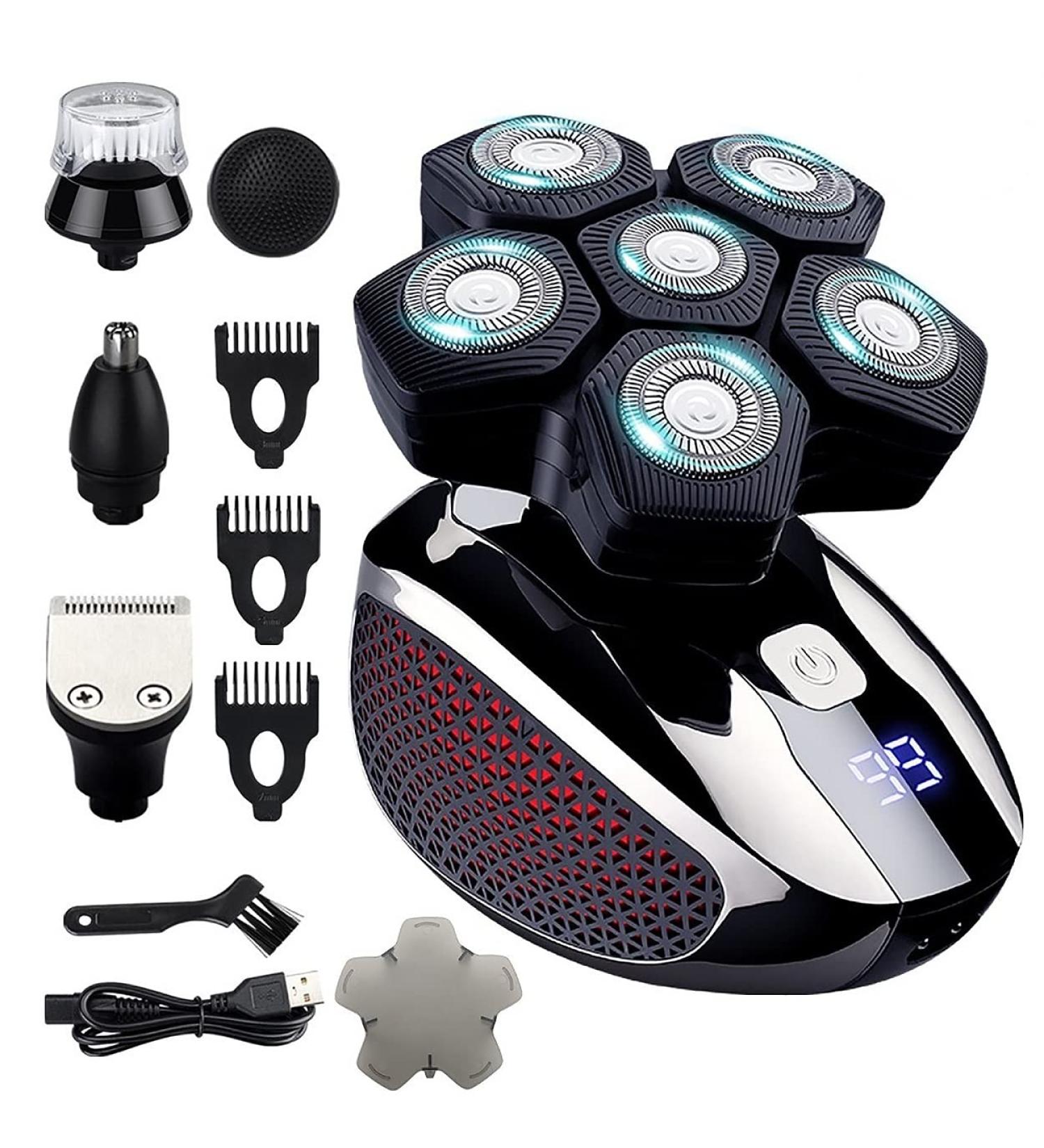 5-in-1 Electric Razor for Men | Waterproof Head Shaver & Grooming Kit for Bald Heads - Buy Online on GoSupps.com
