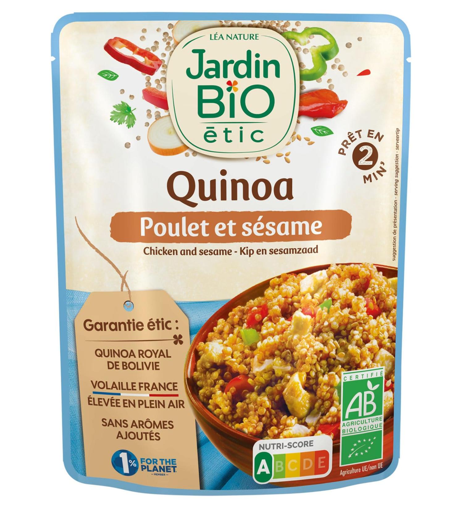 Jardin BiO tic Sesame Chicken Quinoa - Organic - Salted - AB Certified - 250 g Pack of 6