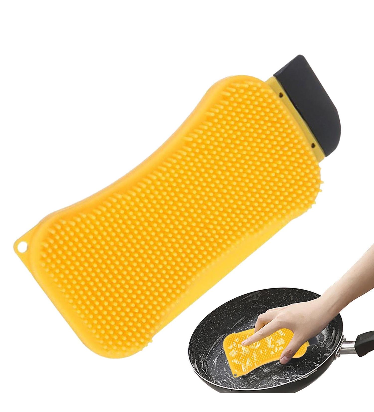 Silicone Dish Sponge Multi-Purpose Dish Brush | Scrub Brush Kitchen Cleaning Tool Sponge Scraper for Easy Cleaning & Dishwashing - Buy Online on GoSupps.com