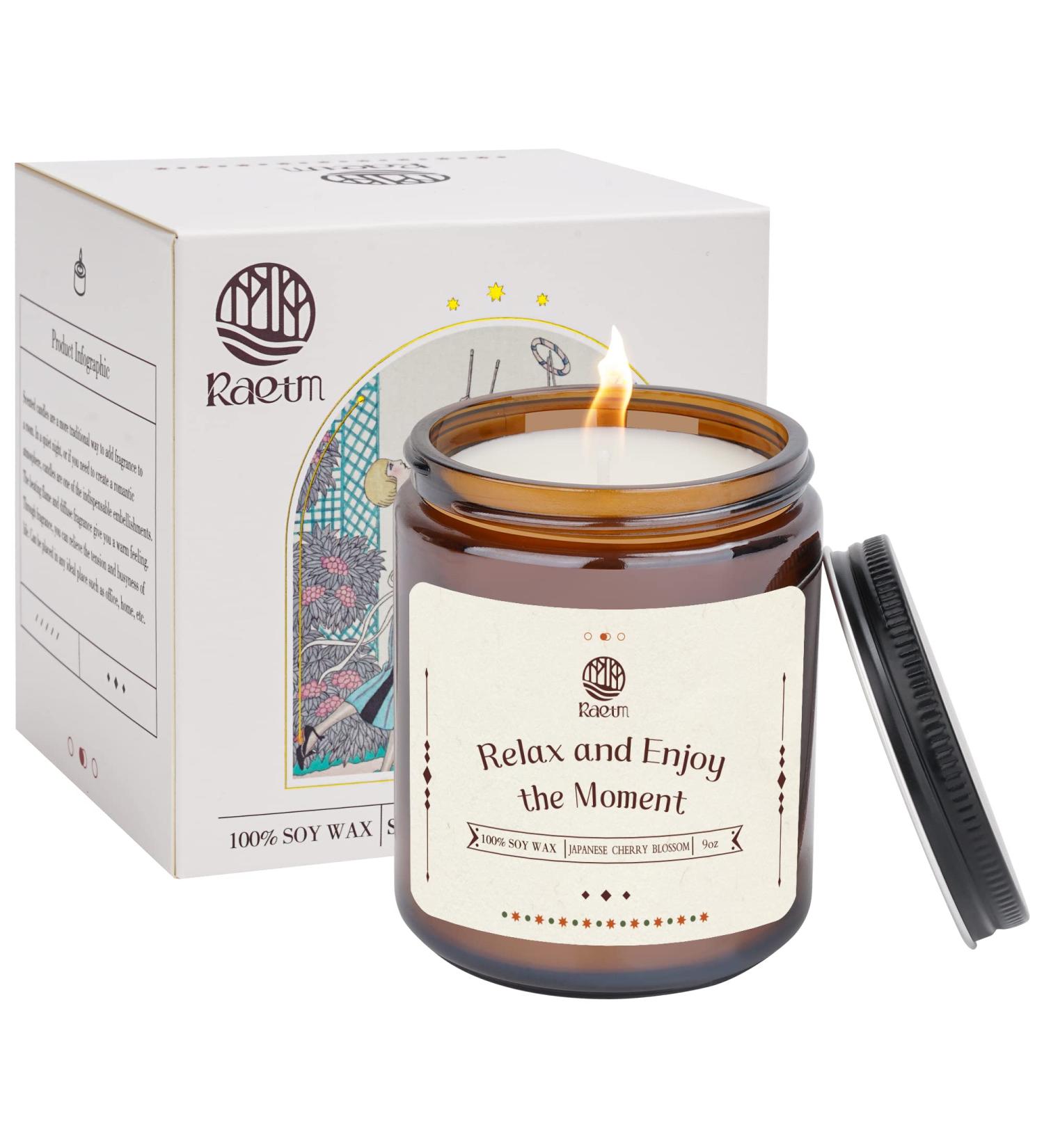 Japanese Cherry Blossom Scented Candle - Natural Soy Wax Hand-Poured Aromatherapy Perfect Gift for Birthdays & Holidays (9oz - Buy Online on GoSupps.com