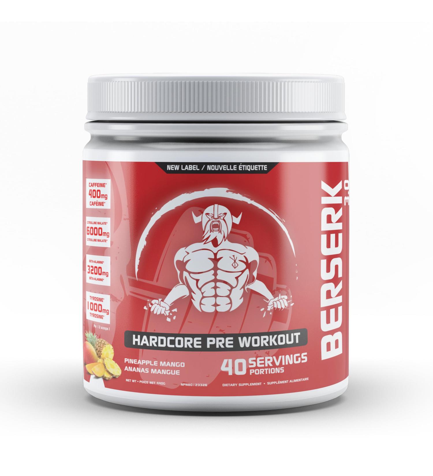 Predator Labs - Berserk 3.0 - Hardcore Pre-Workout Energy and Pump Formula 40 Servings (Pineapple Mango) - Buy Online on GoSupps.com