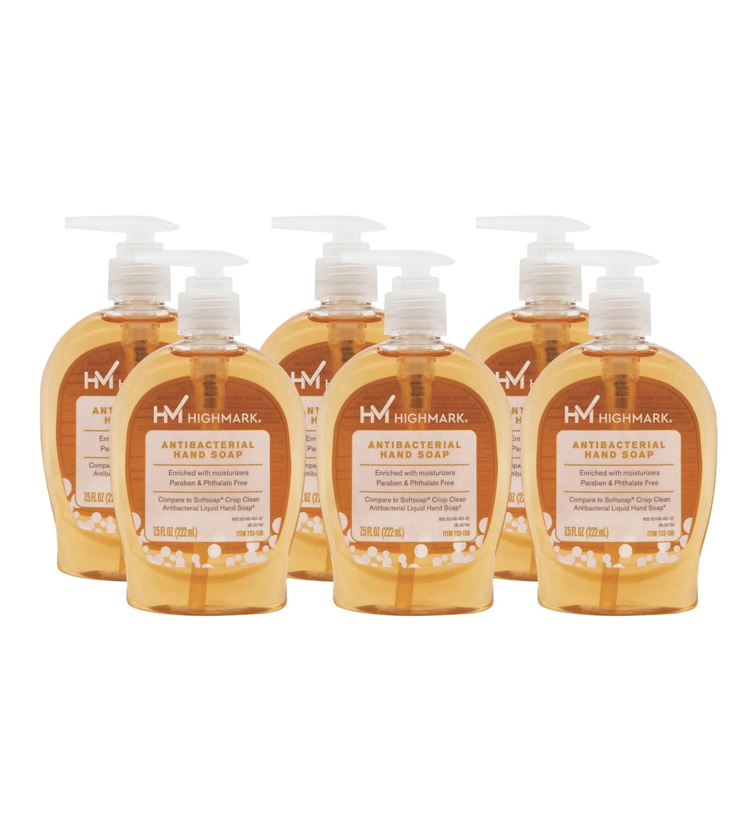 Highmark Antibacterial Liquid Hand Soap Clean Scent 7.5 Oz Orange Case Of 6 Bottles - Buy Online on GoSupps.com