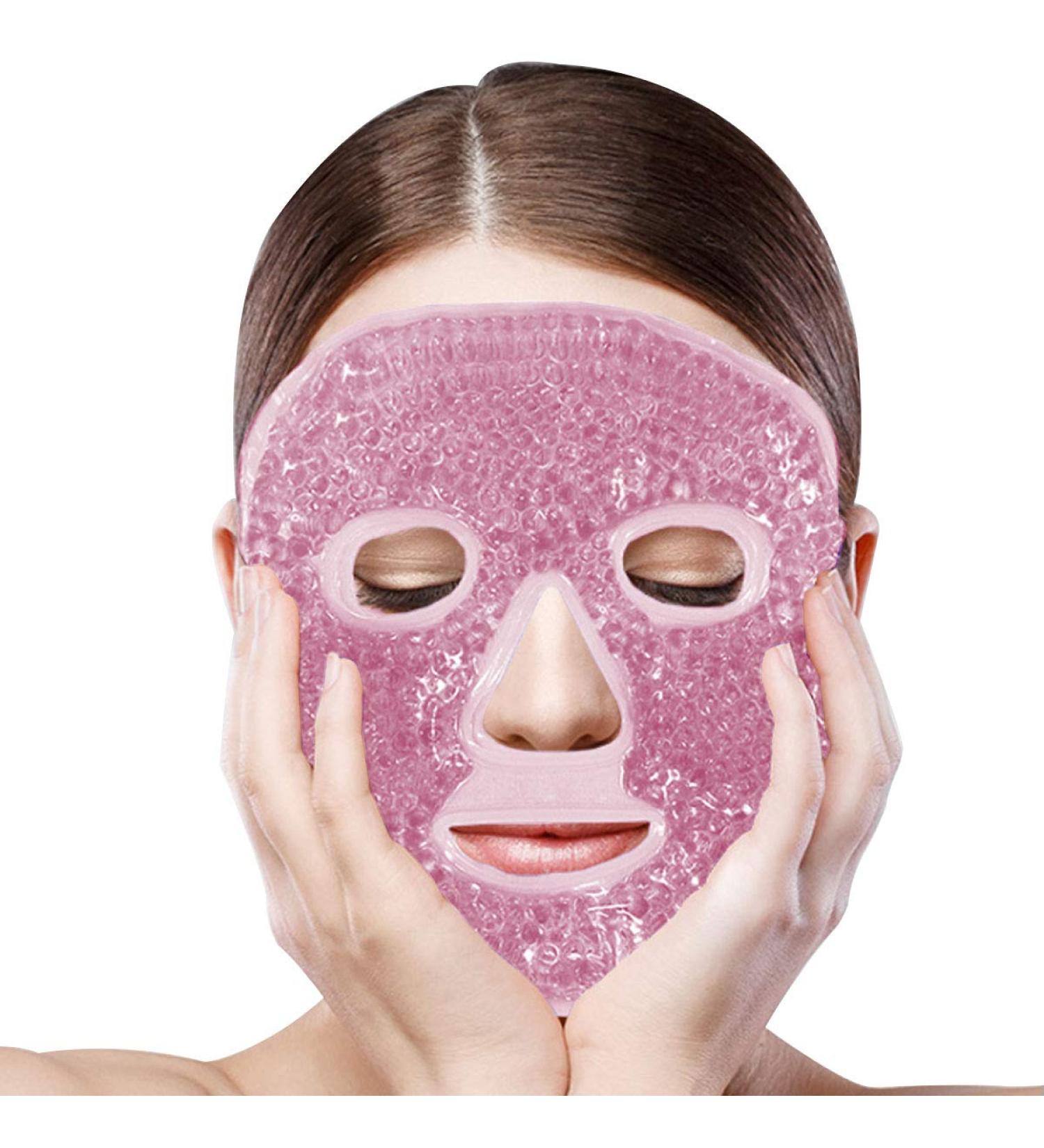 Jakuva Hot & Cold Therapy Full Face Gel Mask - Ice Mask for Headache Relief Puffiness & Skin Care - Pink Color - Buy Online on GoSupps.com