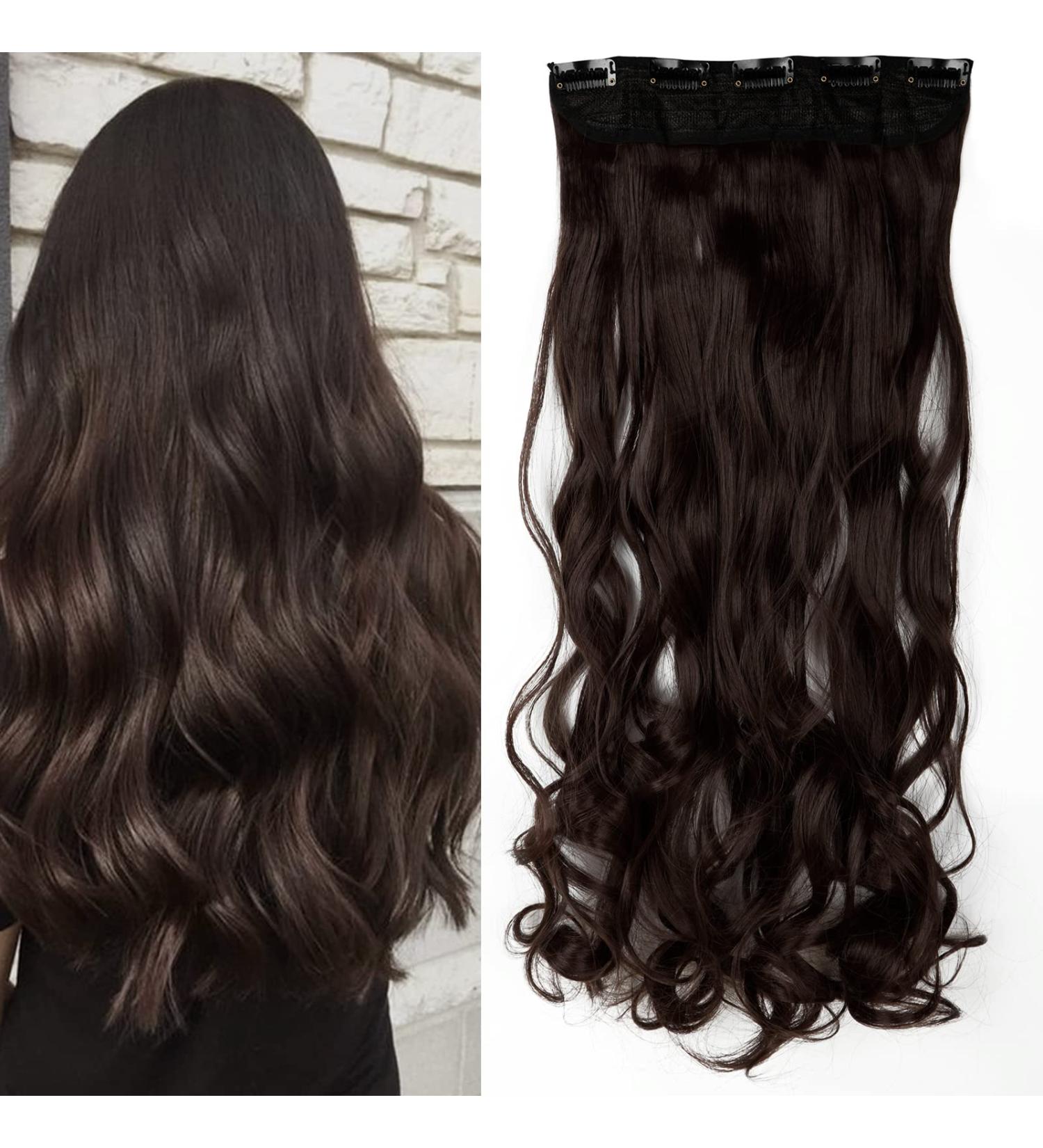 S-noilite 24 Curly Wavy Clip in Hair Extensions, Medium Brown - Half Full Head 5 Clips - 60cm - Buy Online on GoSupps.com