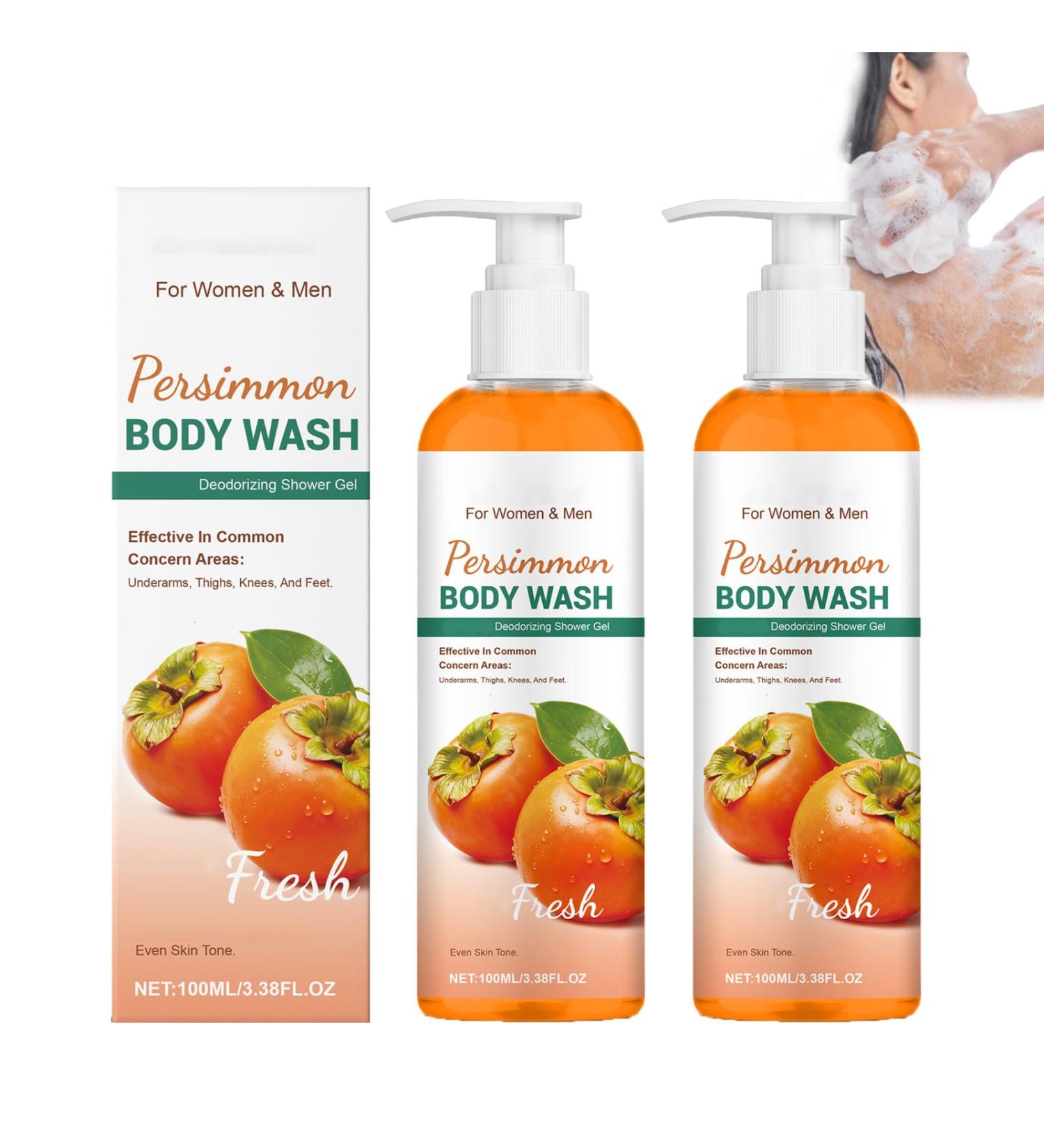  ZLHHRZJX Persimmon shower gel to control body odor natural deodorant soap to reduce odor shower gel for women and men natural soap for men and women (2 PCS) - Buy Online on GoSupps.com