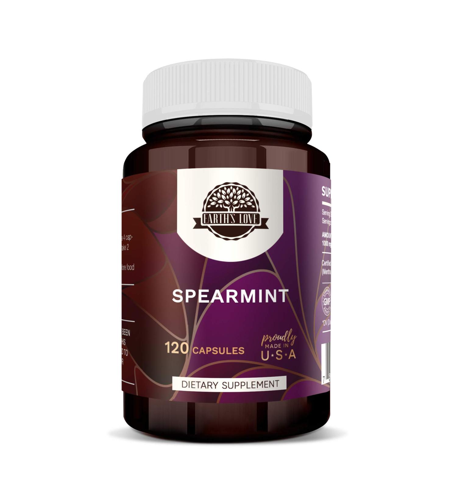 HerbEra Earth's Love - Spearmint 120 Capsules, 500 mg, Spearmint (Mentha spicata) Dried Leaf (120 Capsules)