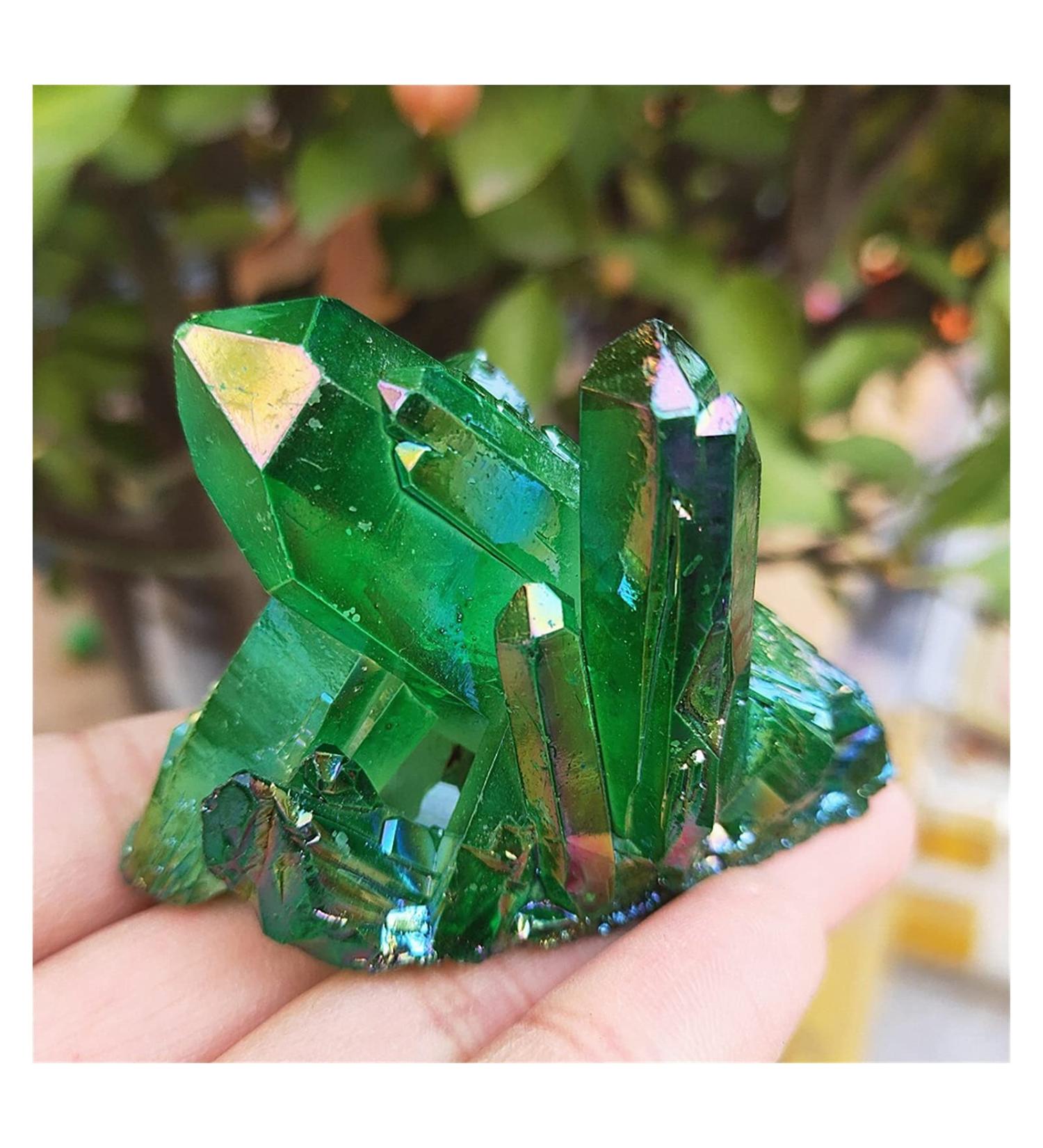 78grams Natural Green Angel Aura Quartz Crystal Cluster Titanium Coating Quartz Cluster Electroplating Stone Home Goods - Buy Online on GoSupps.com